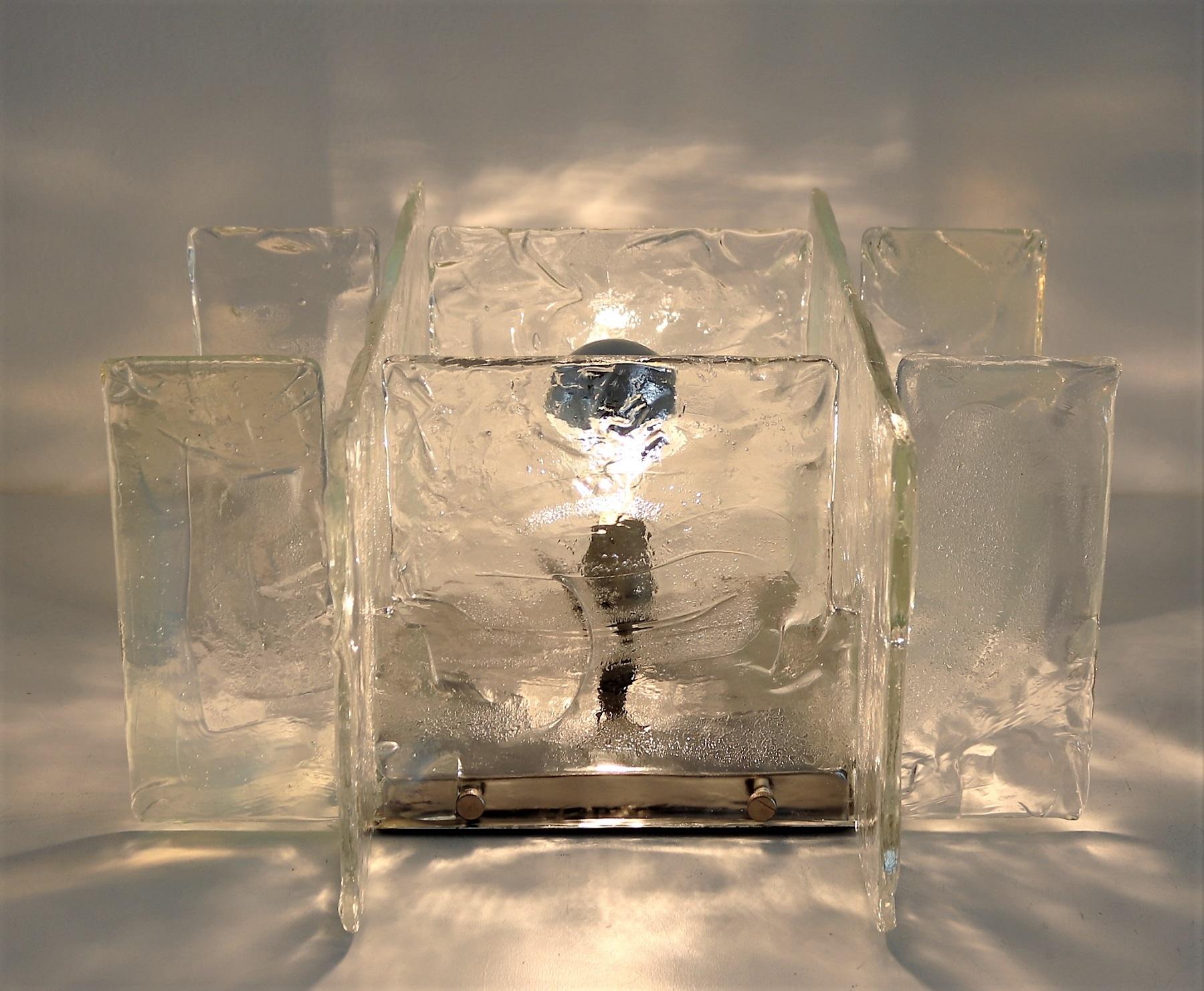 Mid-20th Century Carlo Nason Flushmount Light or Sconce in Iridescent Glass, Italy, 1960s