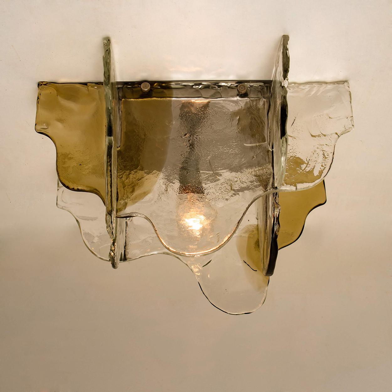 Italian Carlo Nason Flush Mount Murano Glass Light by Mazzega, Italy, 1960