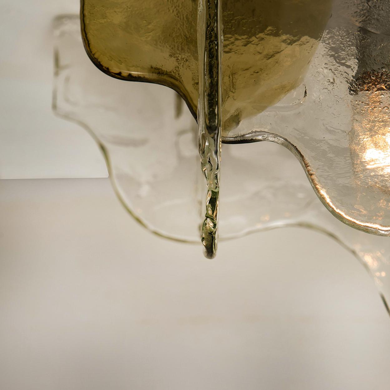 Hand-Crafted Carlo Nason Flush Mount Murano Glass Light by Mazzega, Italy, 1960