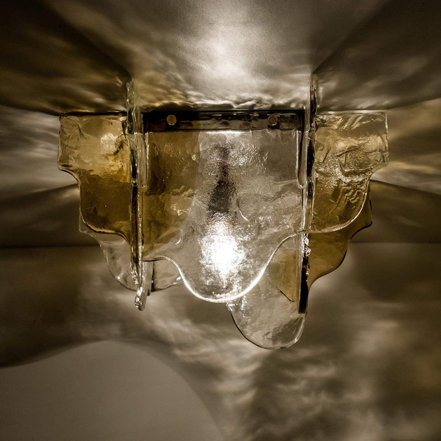 Carlo Nason Flush Mount Murano Glass Light by Mazzega, Italy, 1960s 10