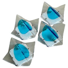 Carlo Nason for AVMazzega murano clear bended glass set of 10 artistic lights