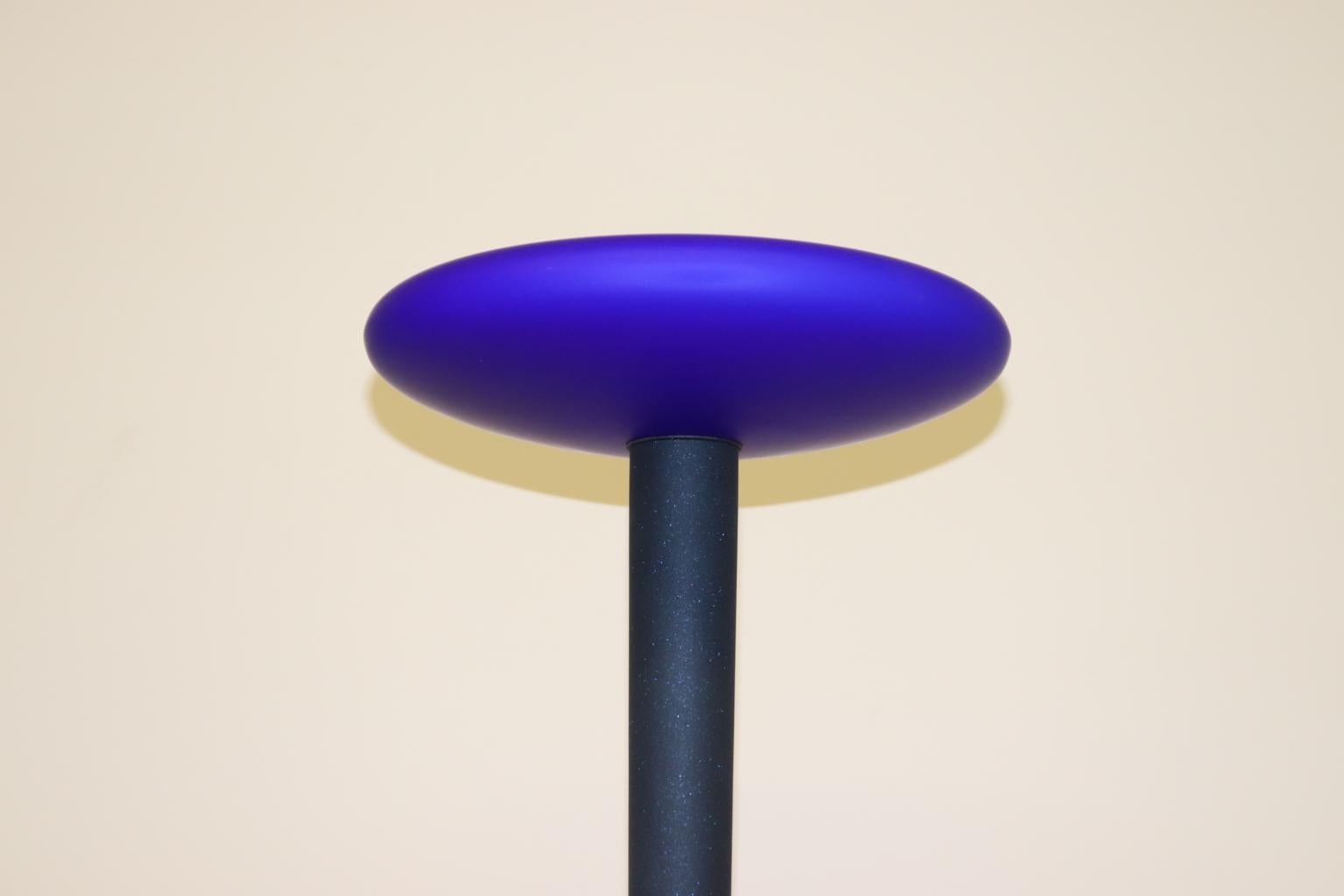 Mid-Century Modern Carlo Nason for ITRE Floor Lamp Murano Blue Glass Diffuser For Sale