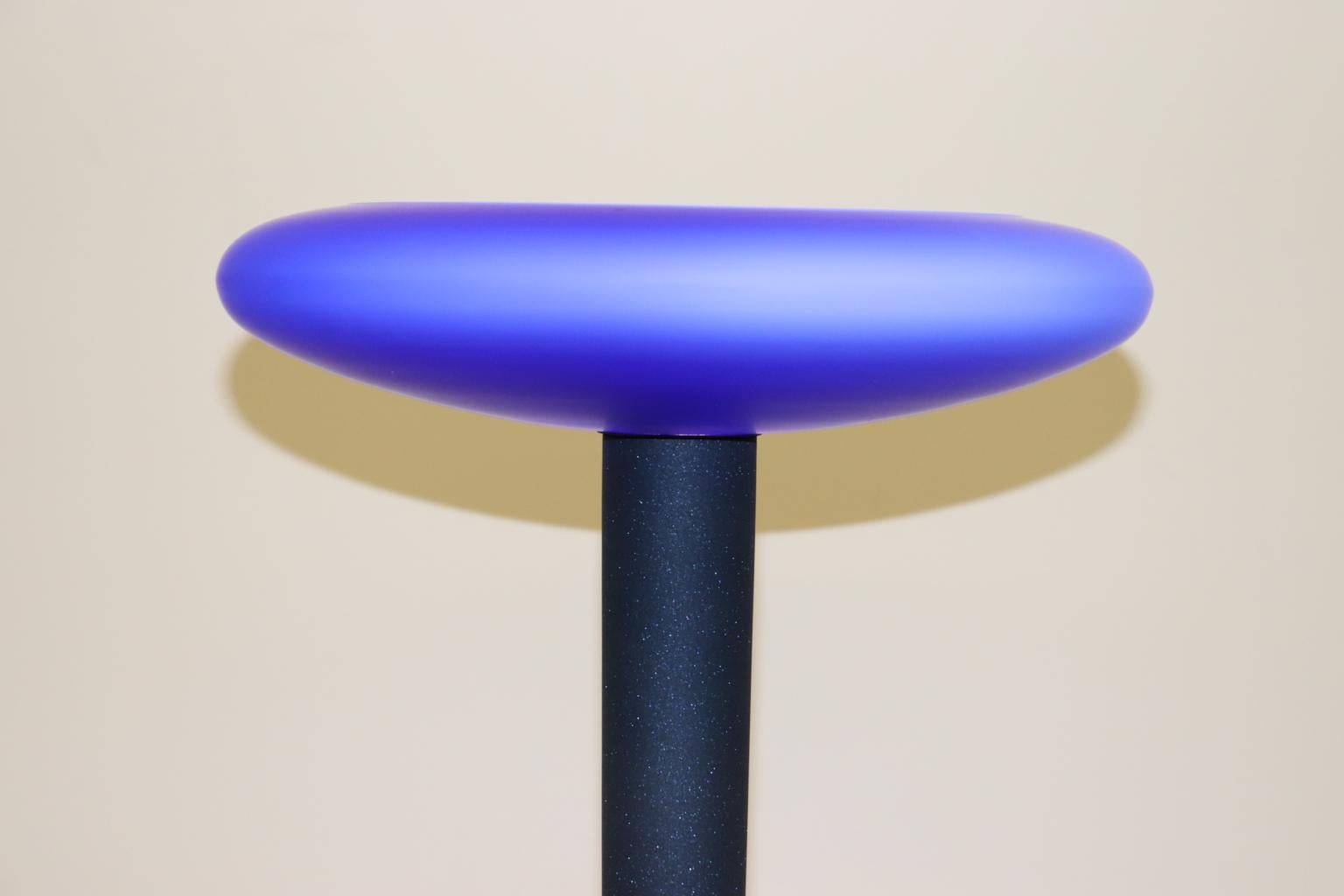 Italian Carlo Nason for ITRE Floor Lamp Murano Blue Glass Diffuser For Sale