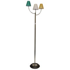 Carlo Nason for ITRE Floor Lamp Murano Glass Shades and Chrome Stem