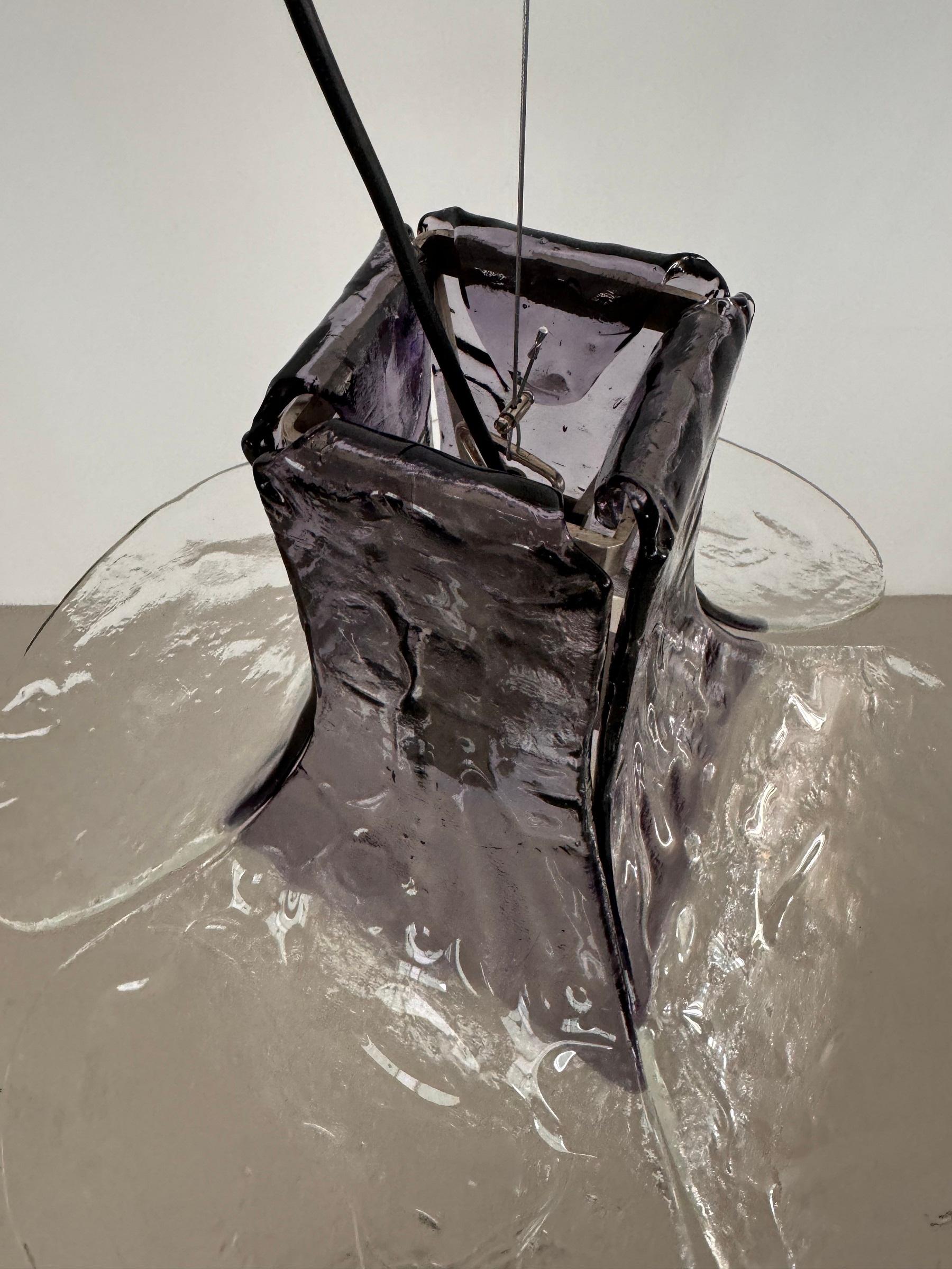Lustre Petals en verre de Murano mauve et cristal, 1960, Carlo Nason for Murano en vente 4