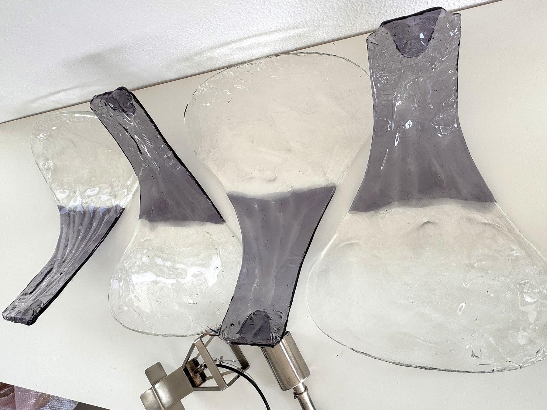 Lustre Petals en verre de Murano mauve et cristal, 1960, Carlo Nason for Murano en vente 6