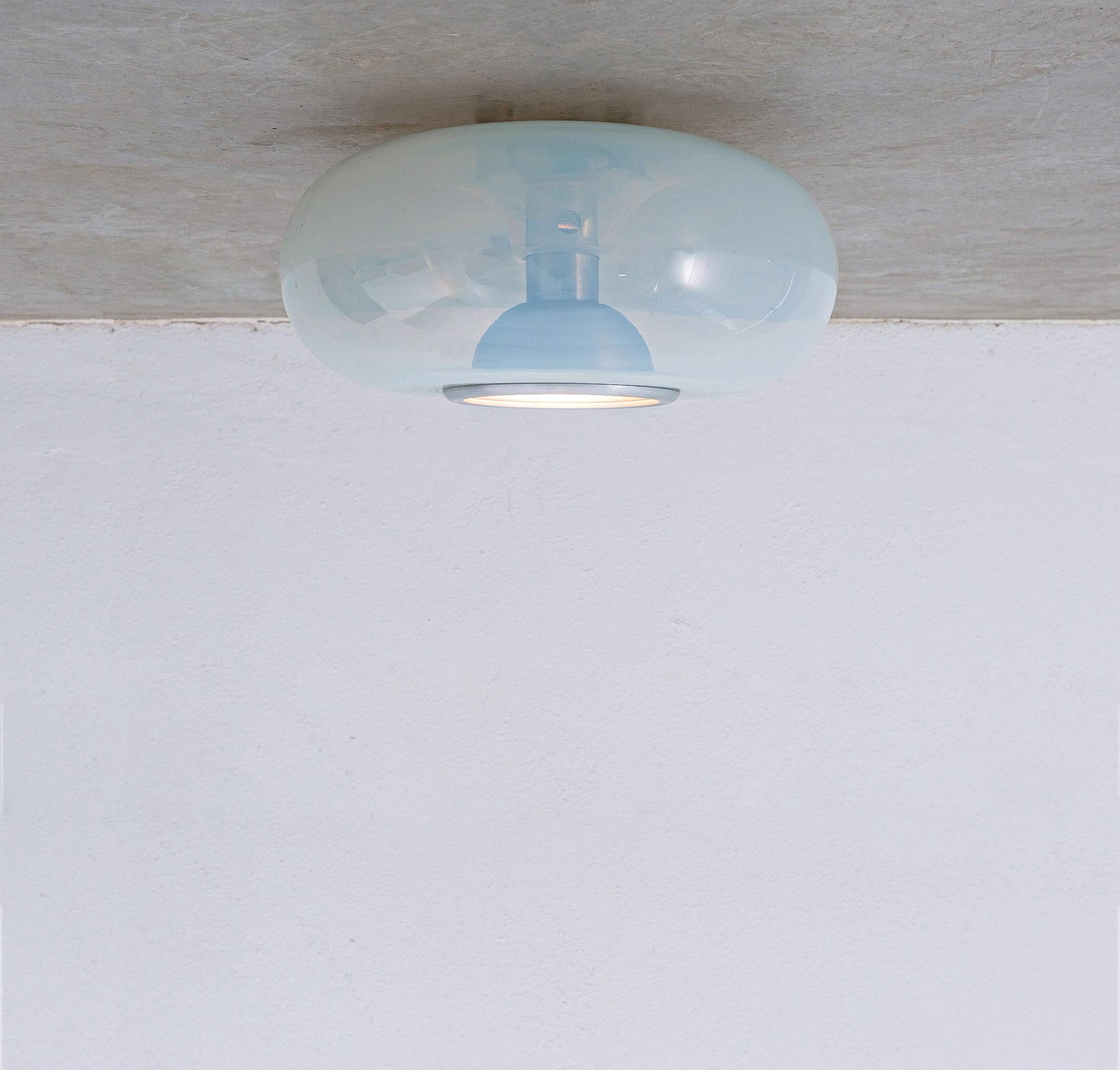 Carlo Nason für Leucos Blau schillernde Unterputzlampen, um 1960, Italien im Zustand „Gut“ im Angebot in Vienna, AT