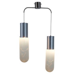 Lampade a sospensione in vetro iridescente blu "Leucos" di Carlo Nason, Italia, 1969