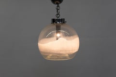 Carlo Nason for Mezzega Hand Blown Glass and Chrome Pendant Light