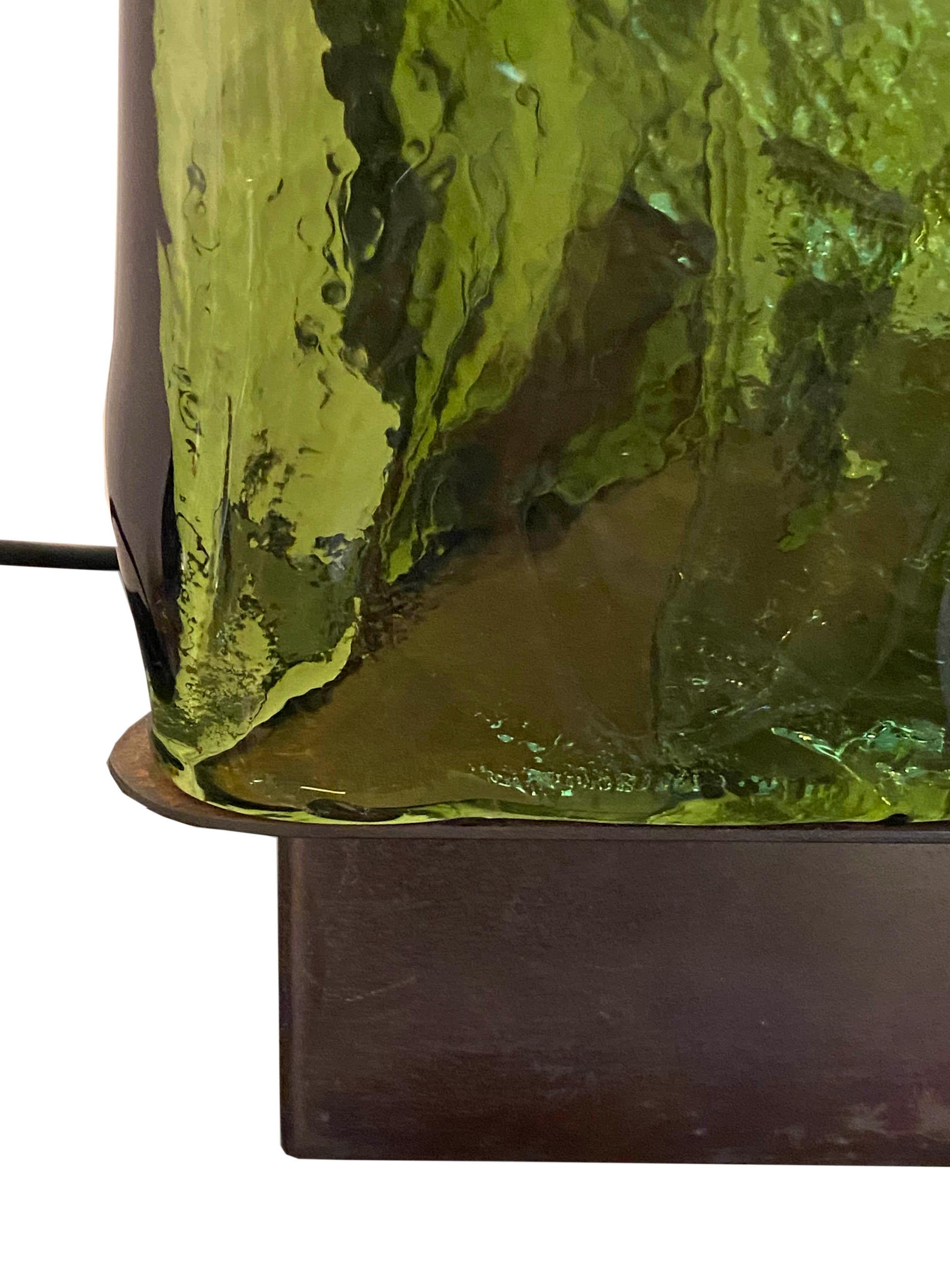 Carlo Nason for Mazzega Brass and Murano Glass Table Lamp, Italy, 1970s In Good Condition In Naples, IT