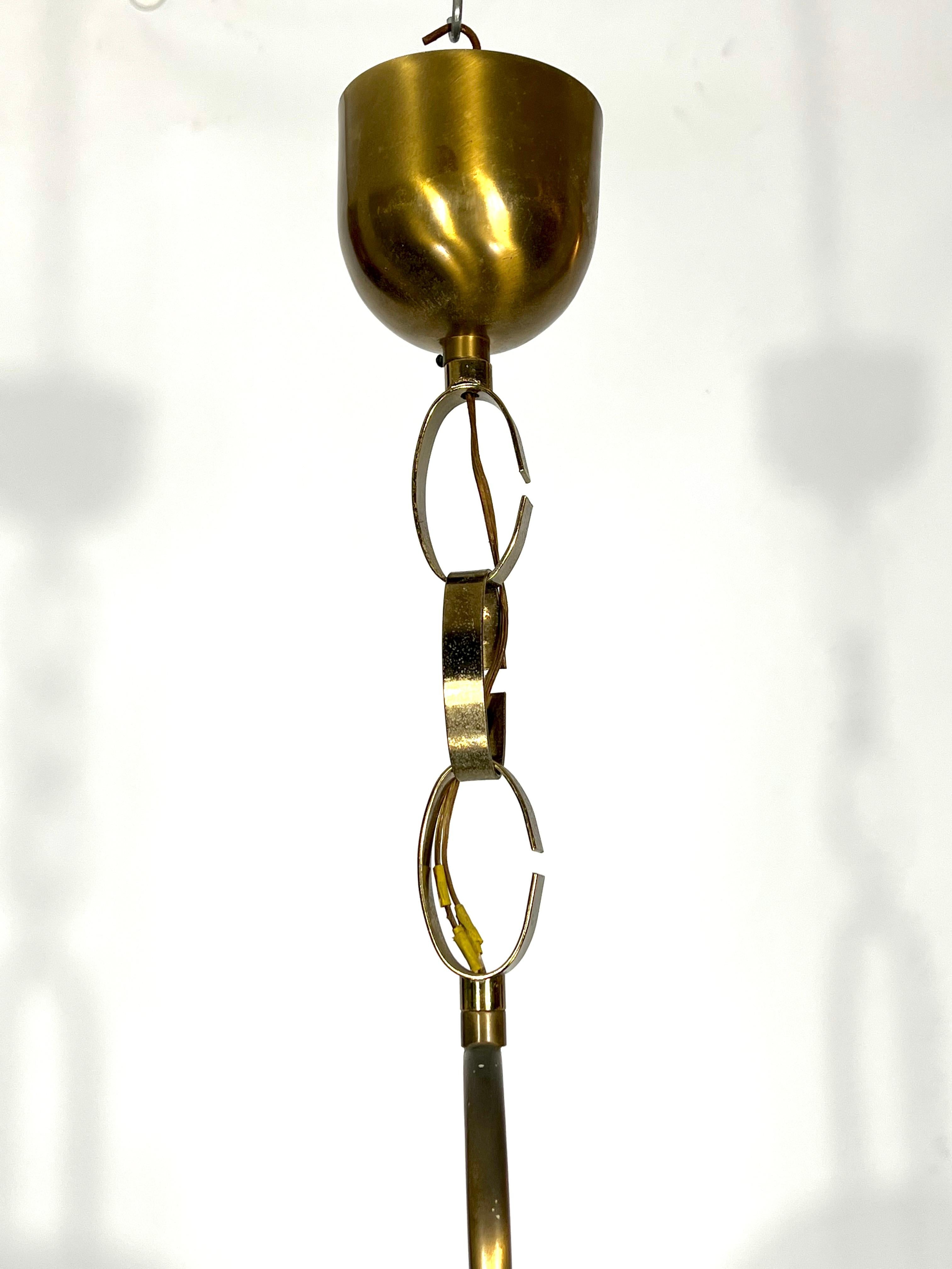 20th Century Carlo Nason for Mazzega, Brass and Pulegoso Glass Chandelier from 70s For Sale