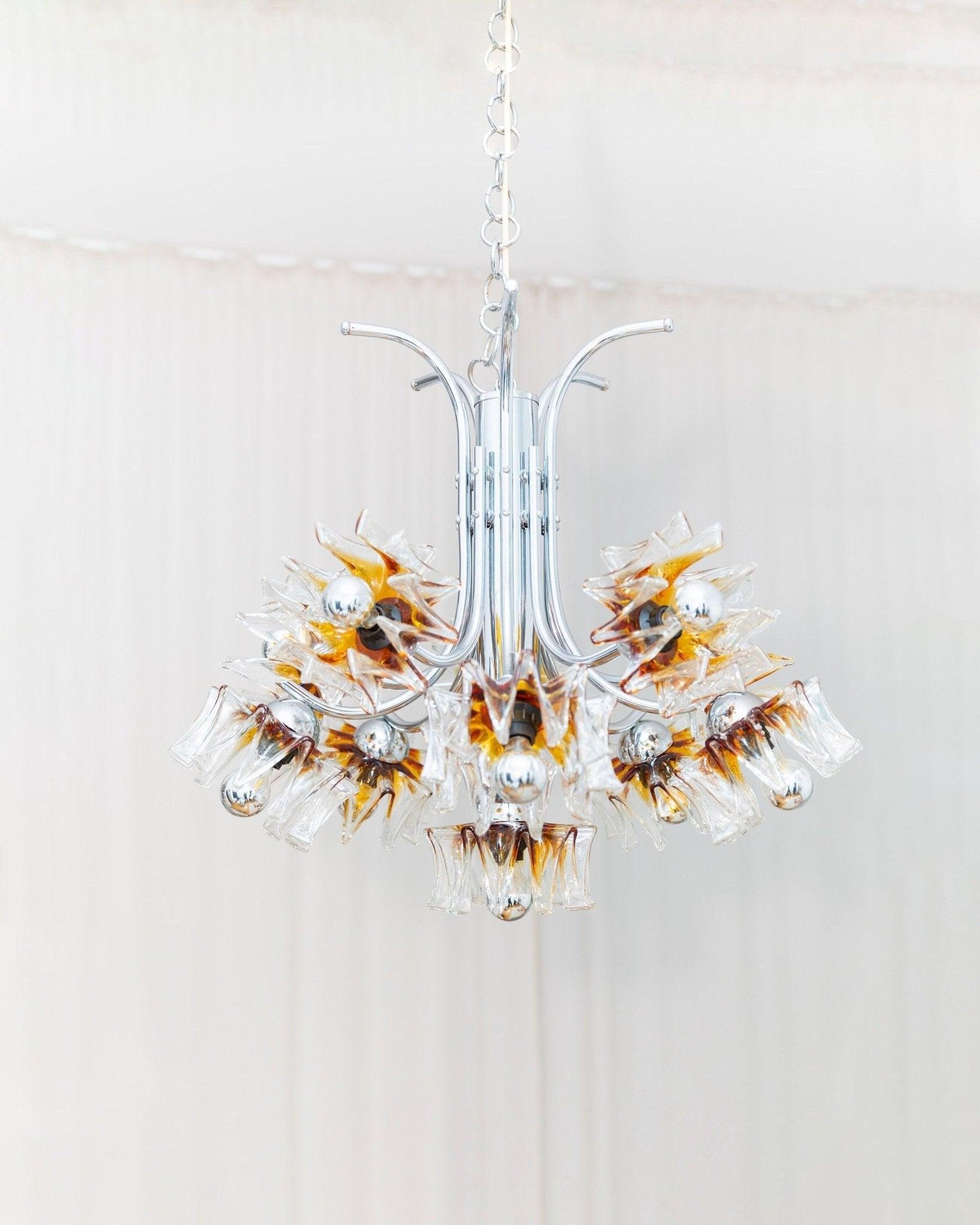 Carlo Nason Para Mazzega Lámpara Flores de Murano, Años 70 en venta 5