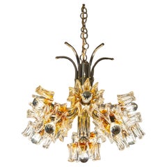 Carlo Nason For Mazzega Chandelier Murano Flowers Lampshades, 1970s