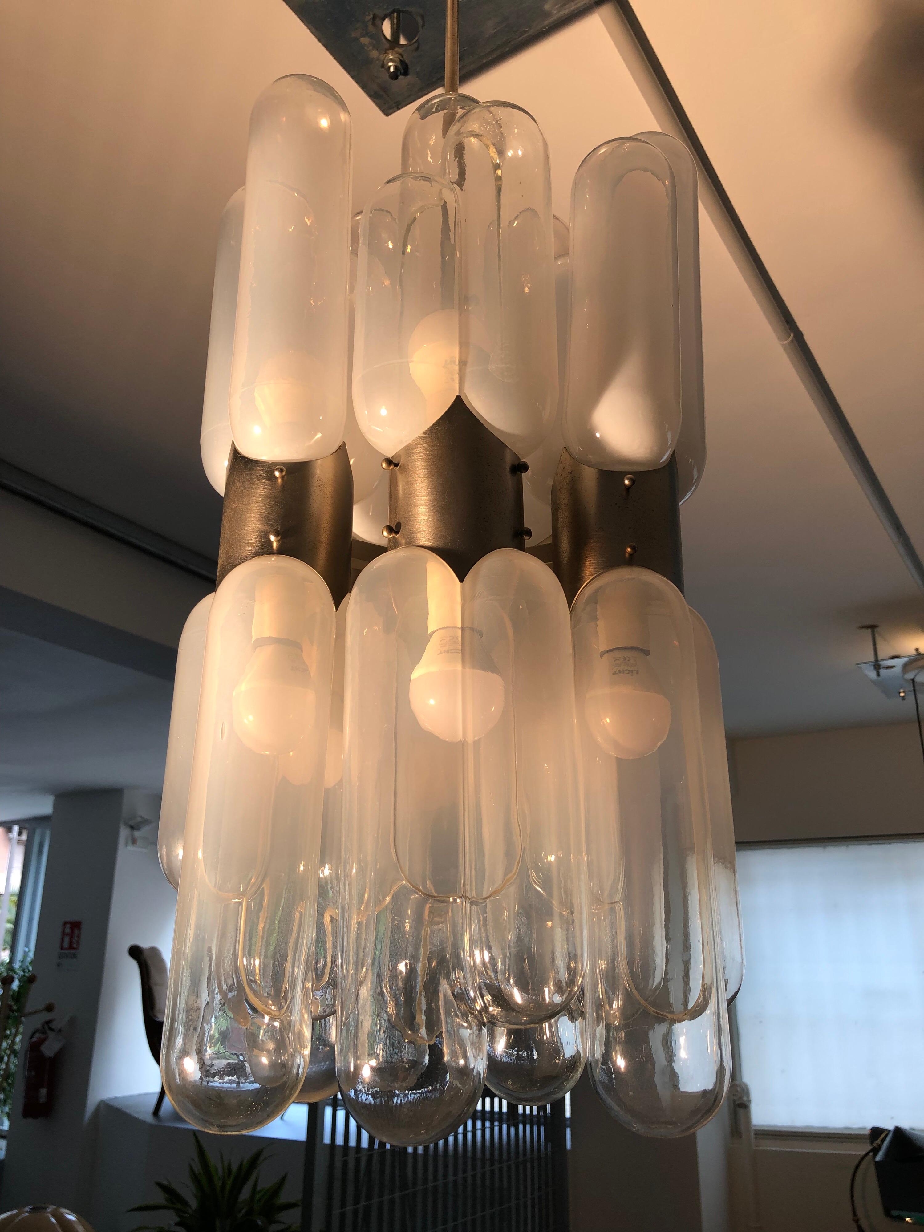 Italian Carlo Nason for Mazzega glass chandelier from 1960s