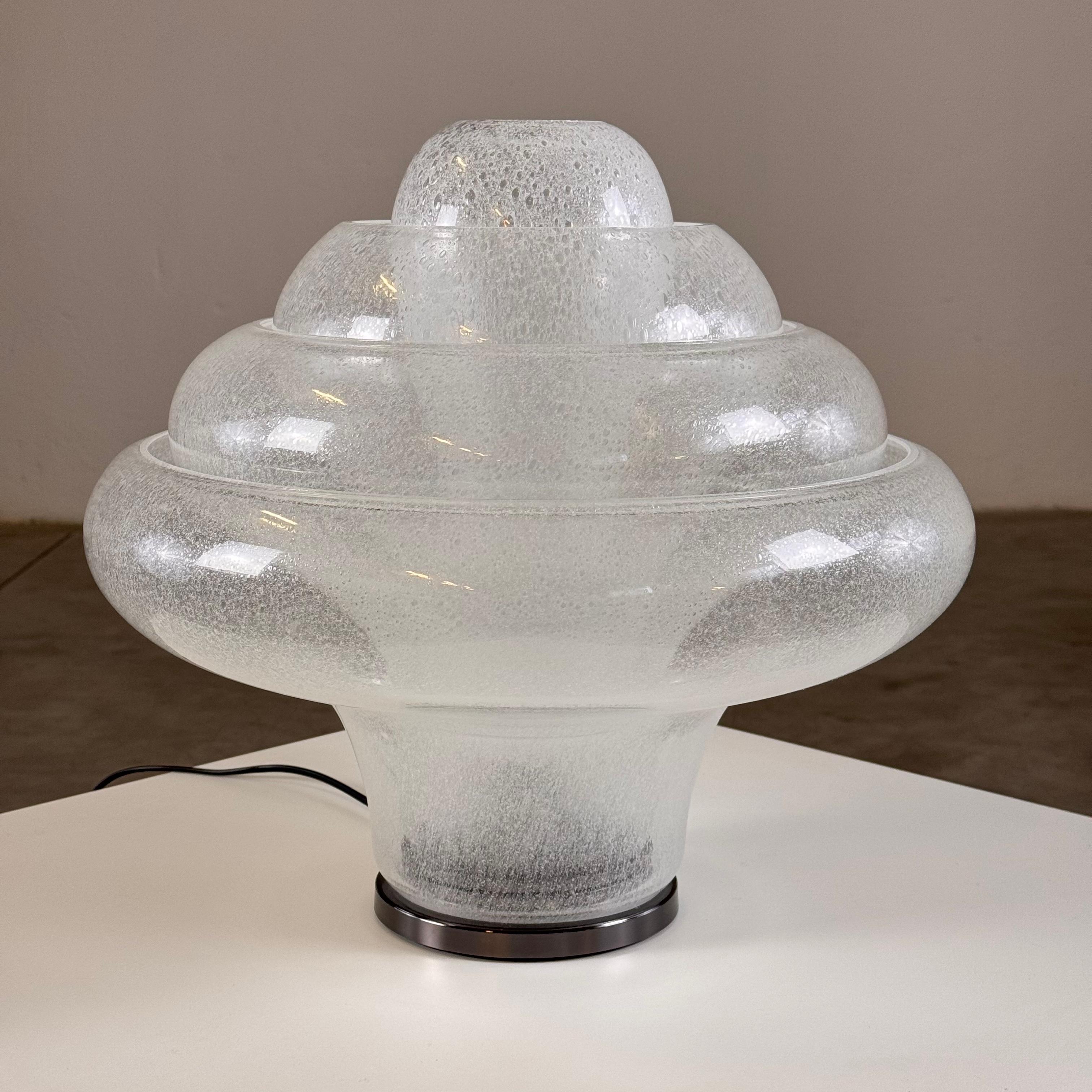 Carlo Nason for Mazzega, 'Lotus' Table Lamp, Pulegoso Glass, 1960s Design For Sale 3