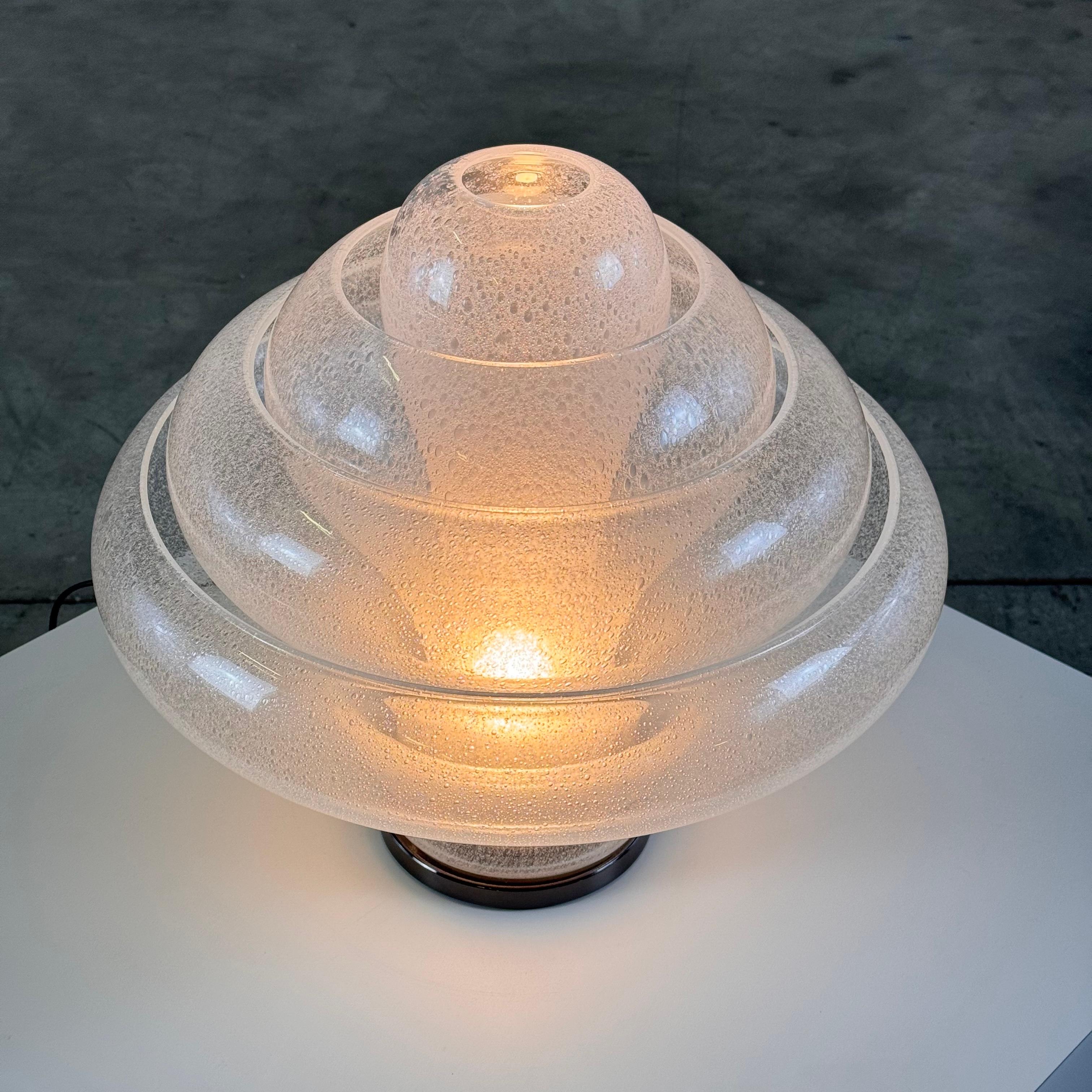 Mid-Century Modern Carlo Nason for Mazzega, 'Lotus' Table Lamp, Pulegoso Glass, 1960s Design For Sale
