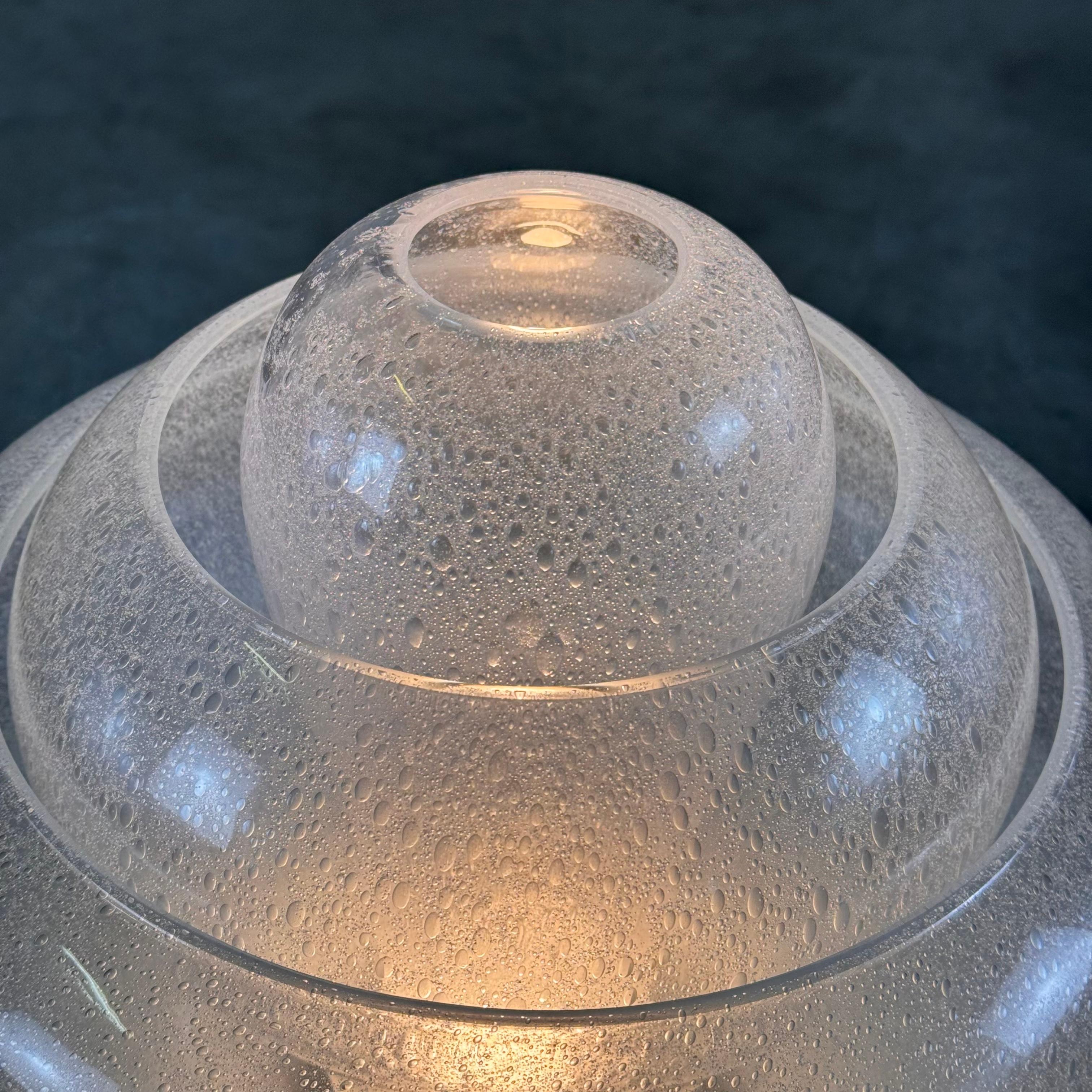 Hand-Crafted Carlo Nason for Mazzega, 'Lotus' Table Lamp, Pulegoso Glass, 1960s Design For Sale