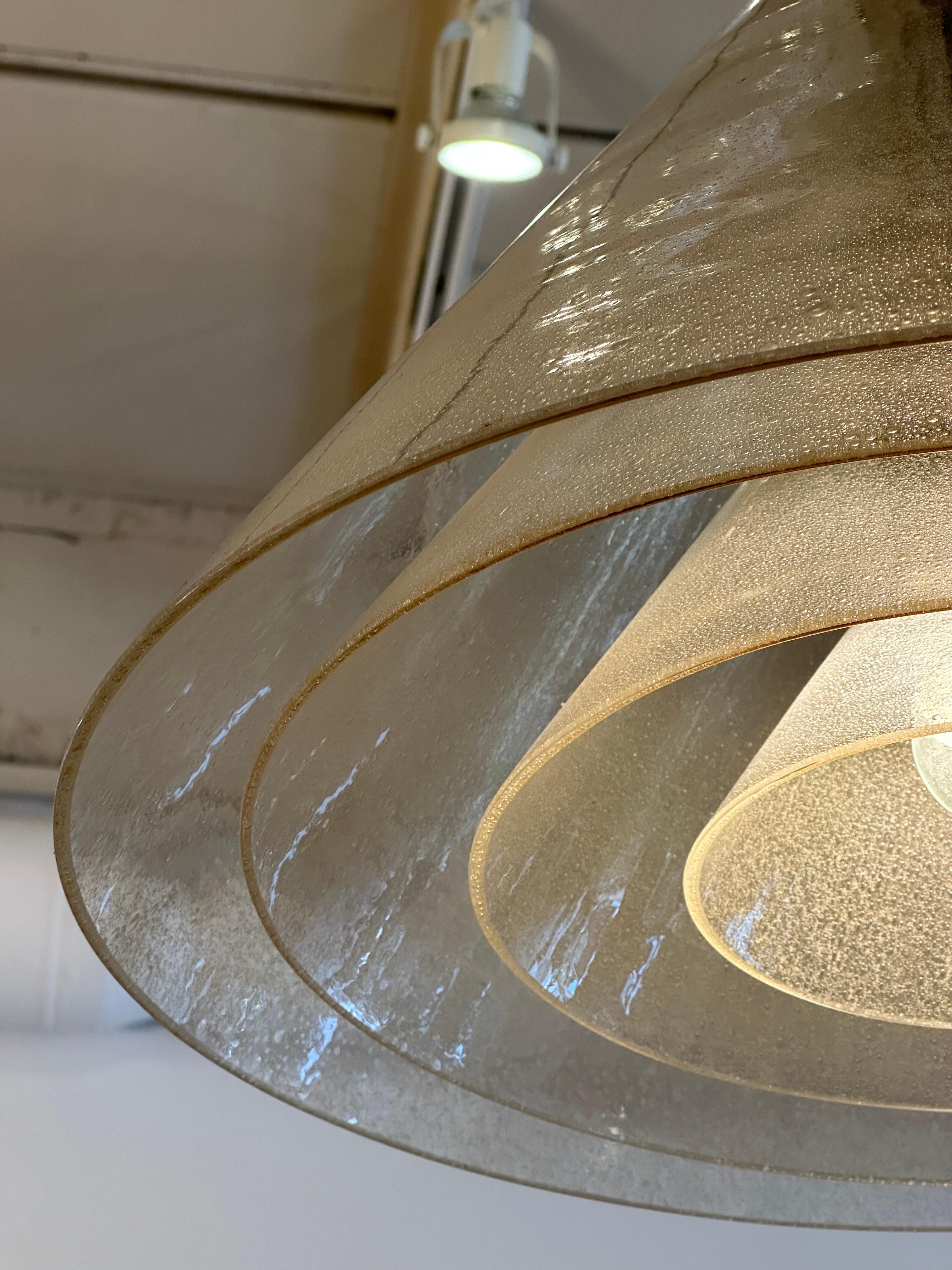 Brass Carlo Nason for Mazzega Multi-Layered Conical Murano Light Fixture For Sale