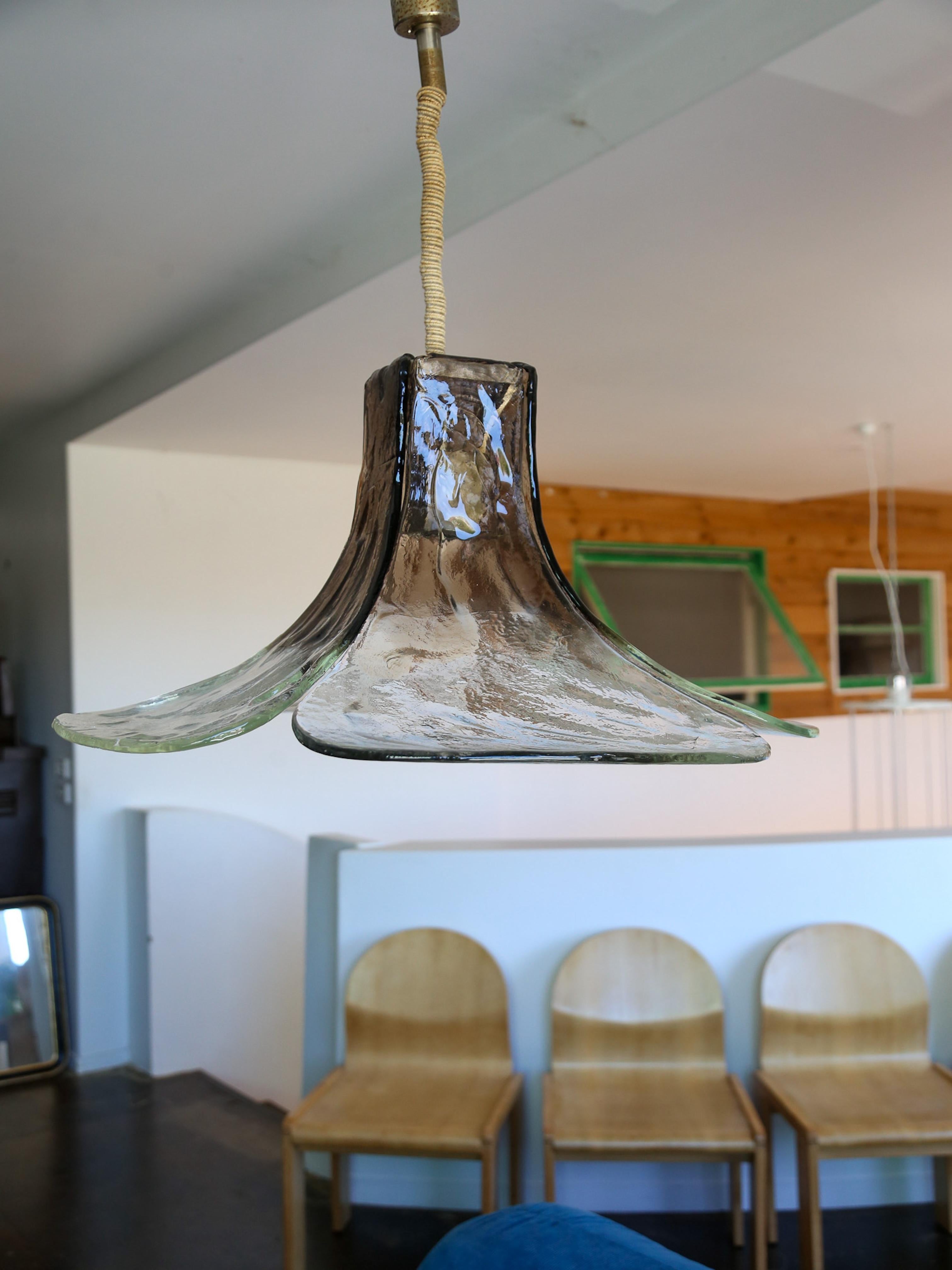 Late 20th Century Carlo Nason for Mazzega Murano Glass Flower Pendant Light For Sale