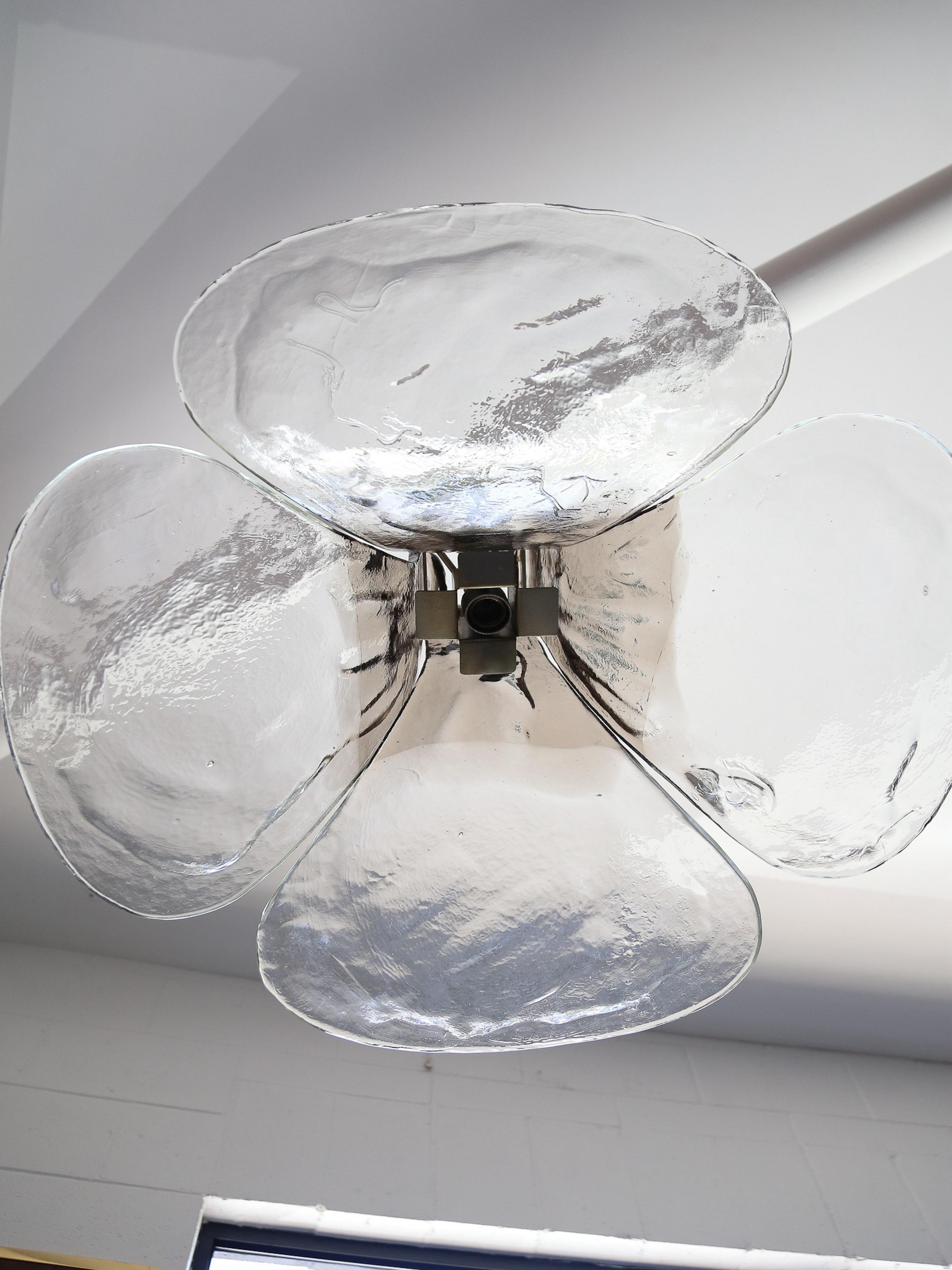 Carlo Nason for Mazzega Murano Glass Flower Pendant Light For Sale 1