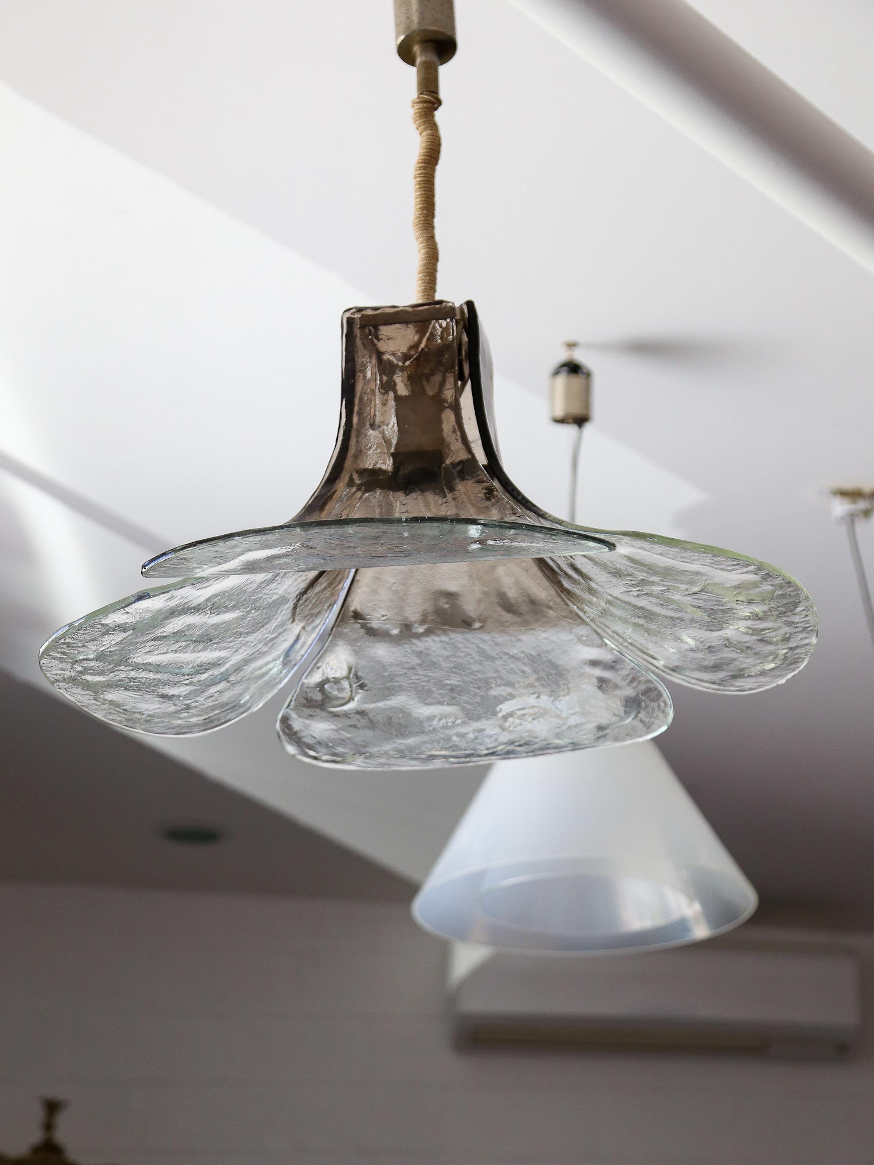 Carlo Nason for Mazzega Murano Glass Flower Pendant Light For Sale 3