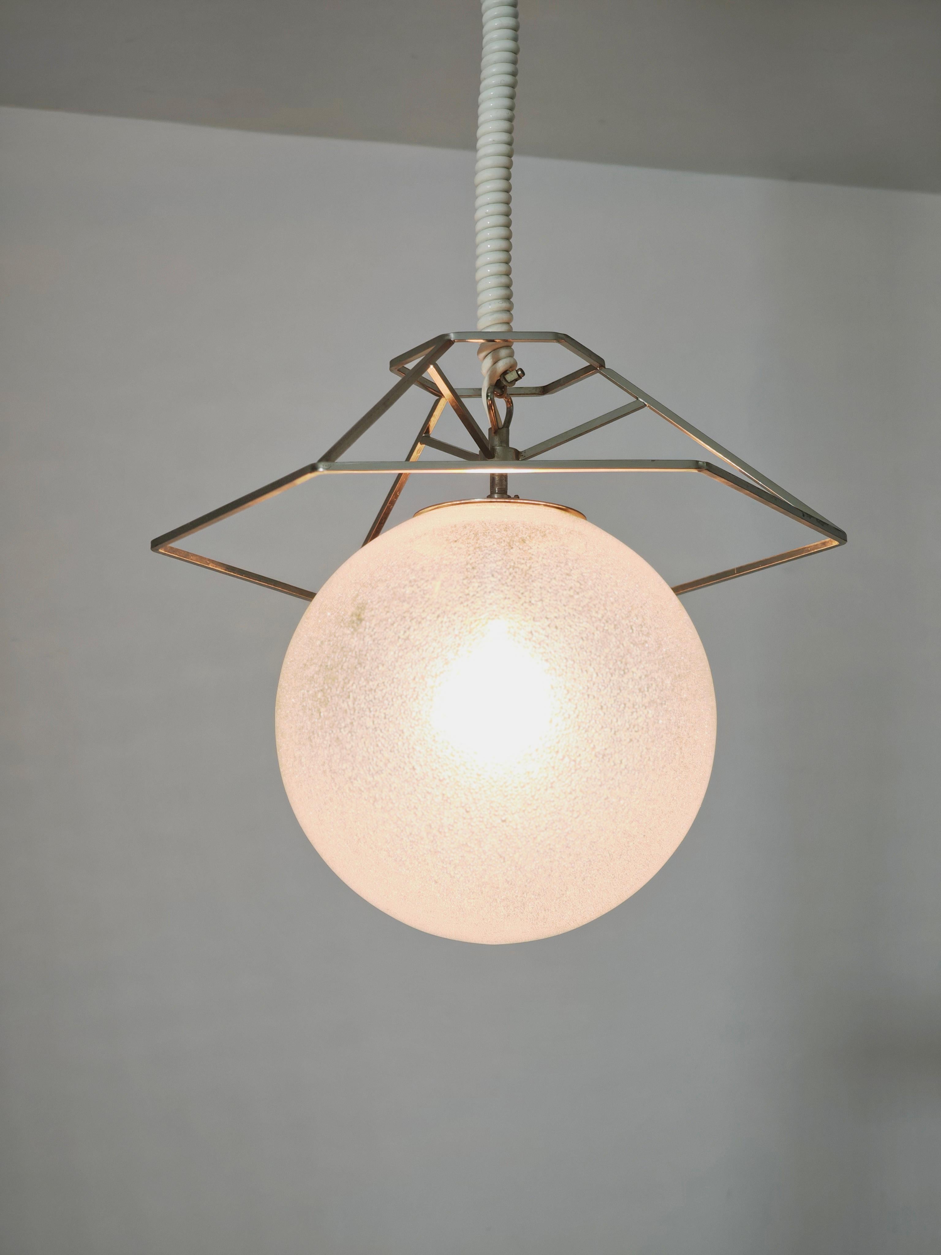 Metallo Carlo Nason per Mazzega Murano Lampada a sospensione in vetro Italia 1960/70s Mid-Century in vendita