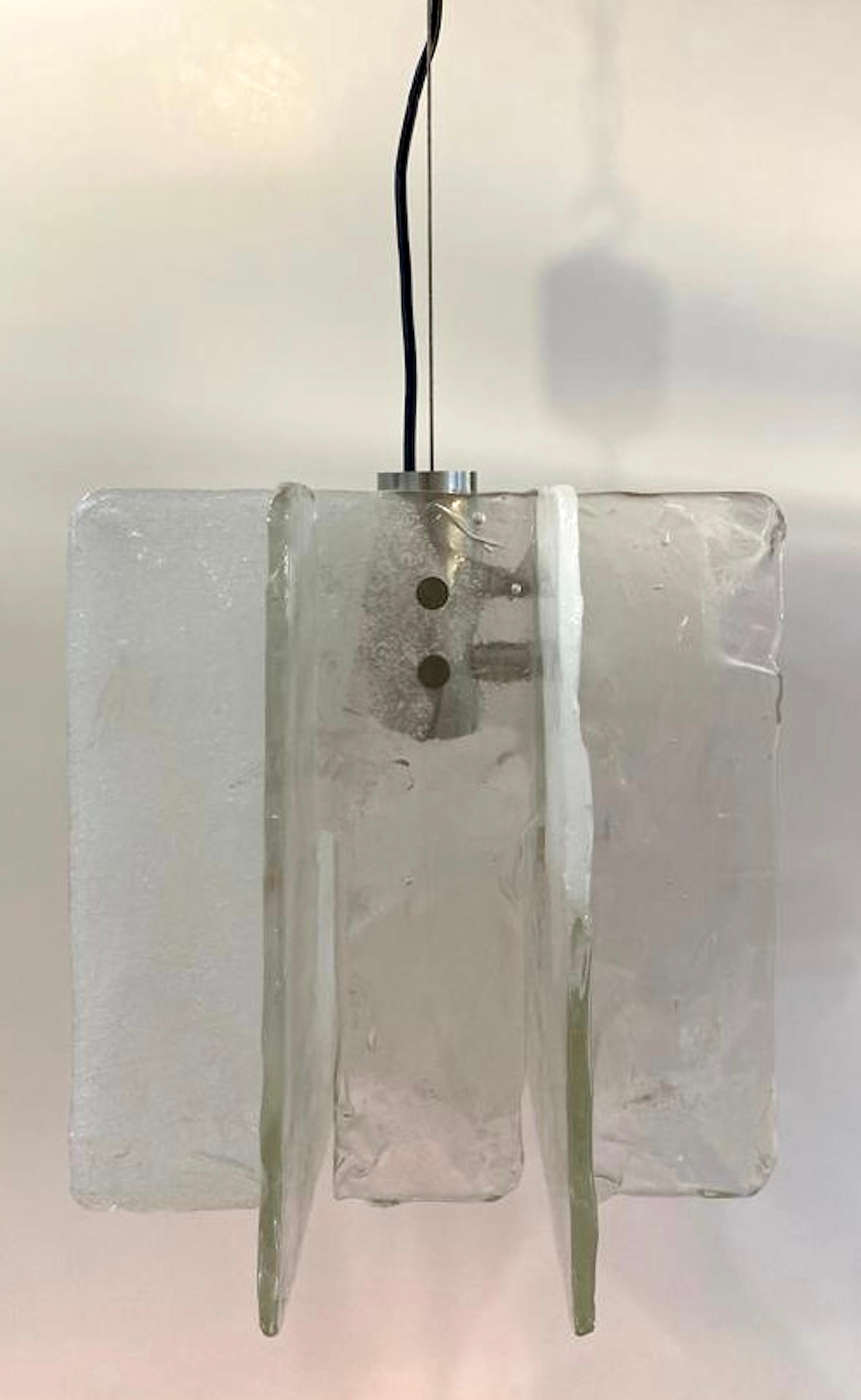 Lustre à panneaux de verre Carlo Nason pour Mazzega, Italie en vente 11