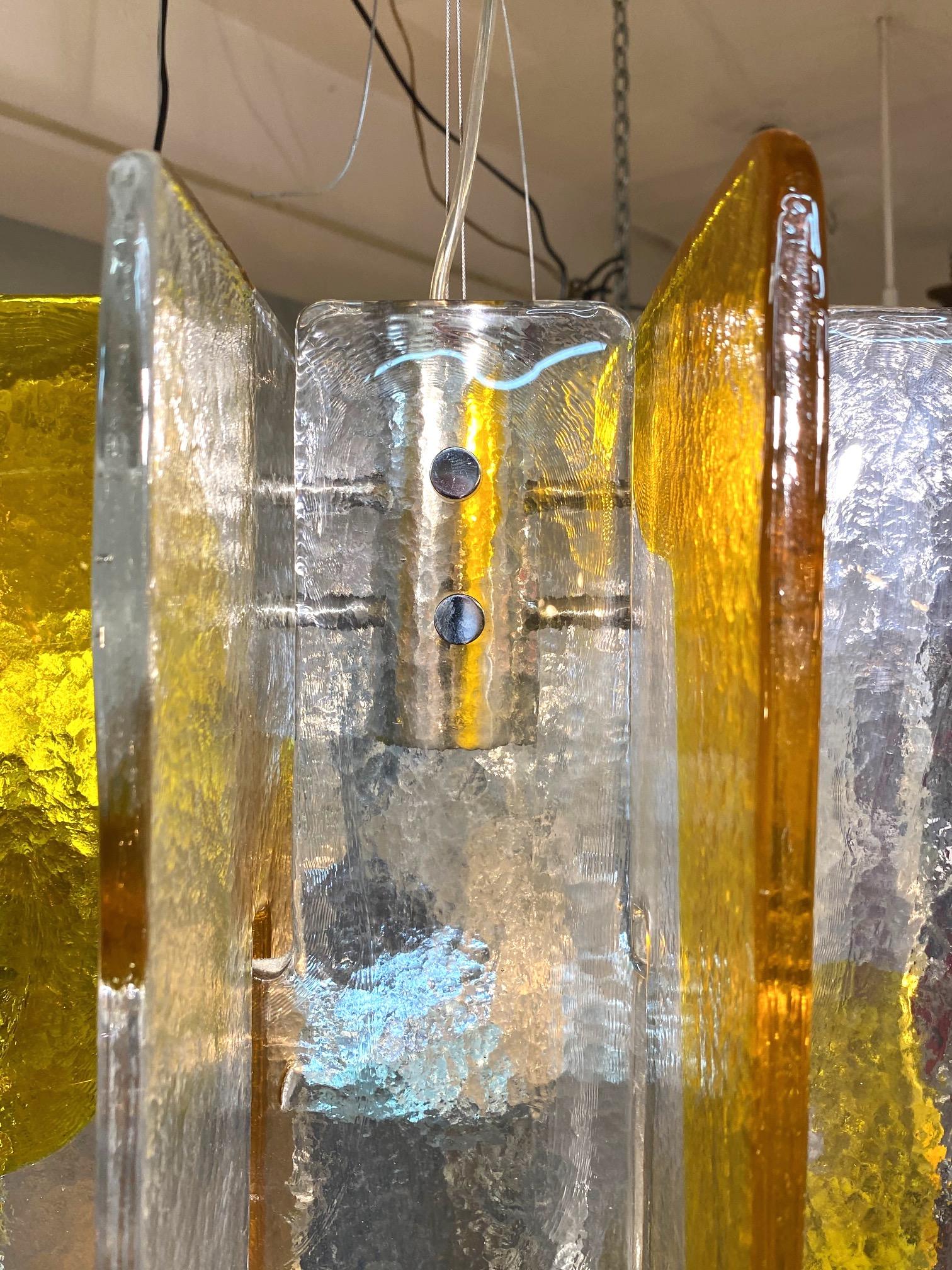 Mid-Century Modern Carlo Nason for Mazzega of Italy Glass Panel Chandelier