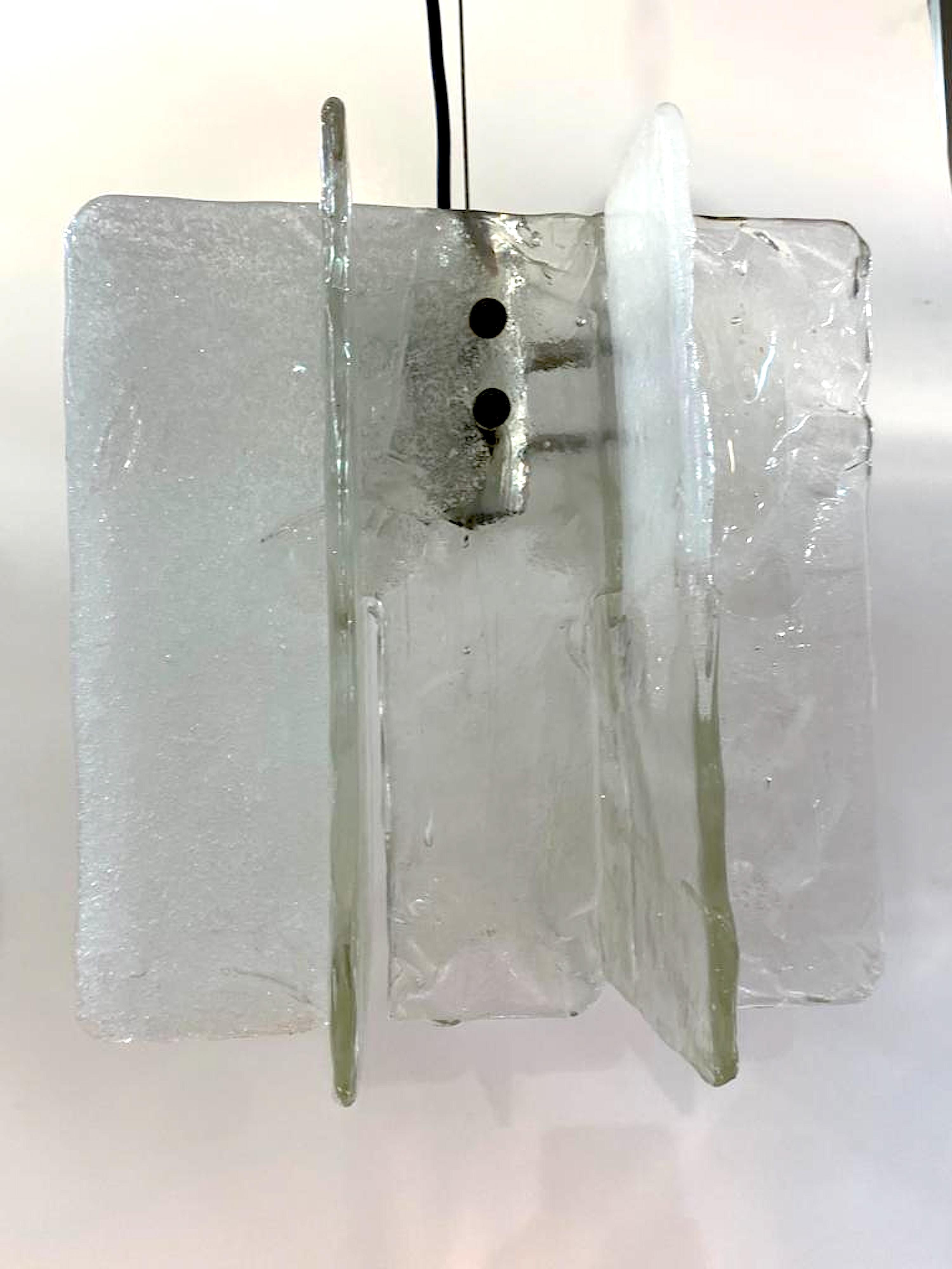Mid-Century Modern Lustre à panneaux de verre Carlo Nason pour Mazzega, Italie en vente