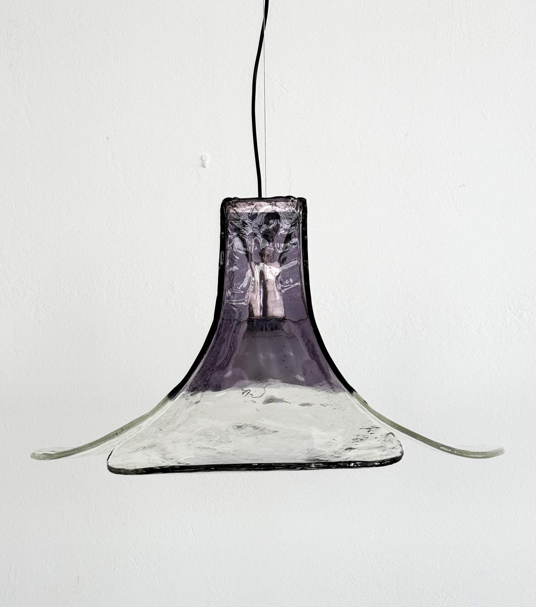 Mid-Century Modern Lustre Petals de Carlo Nason pour Mazzega en cristal de Murano violet, années 1960 en vente