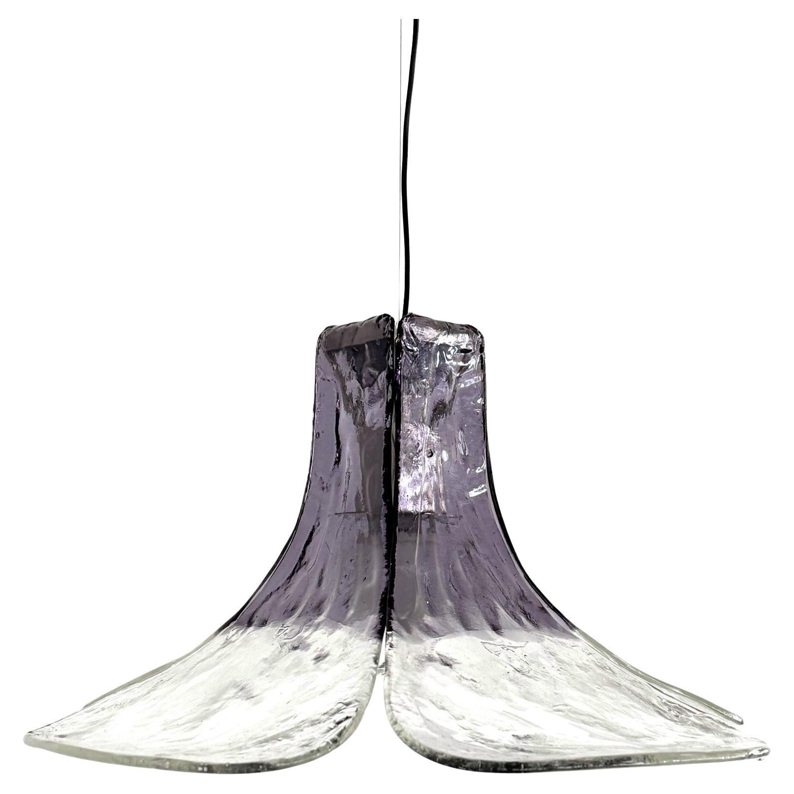 Carlo Nason for Mazzega Petals Chandelier in Crystal Purple Murano Glass, 1960s