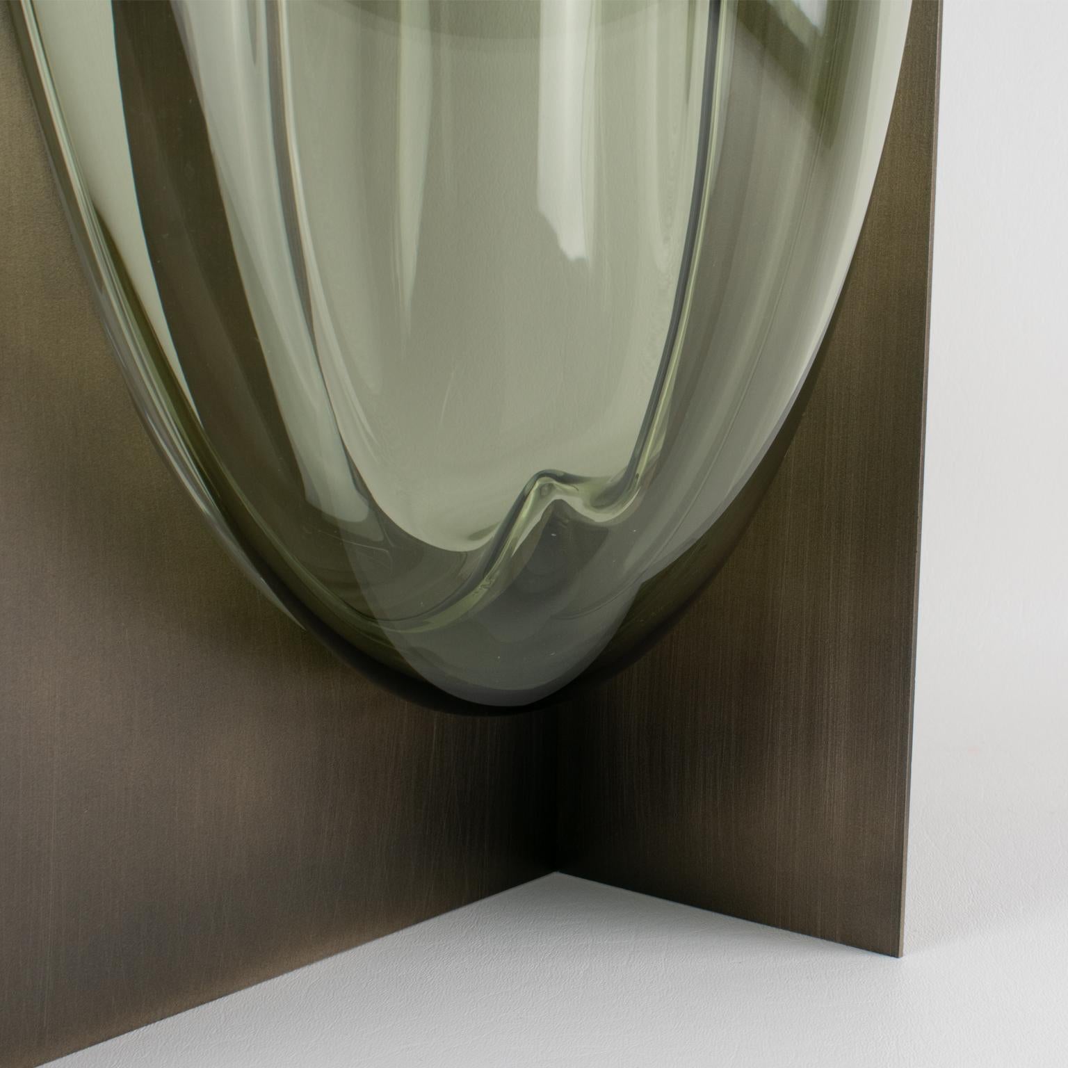 Carlo Nason for Mazzega Rare Steel and Glass Sculpture Vase, circa 1960 4
