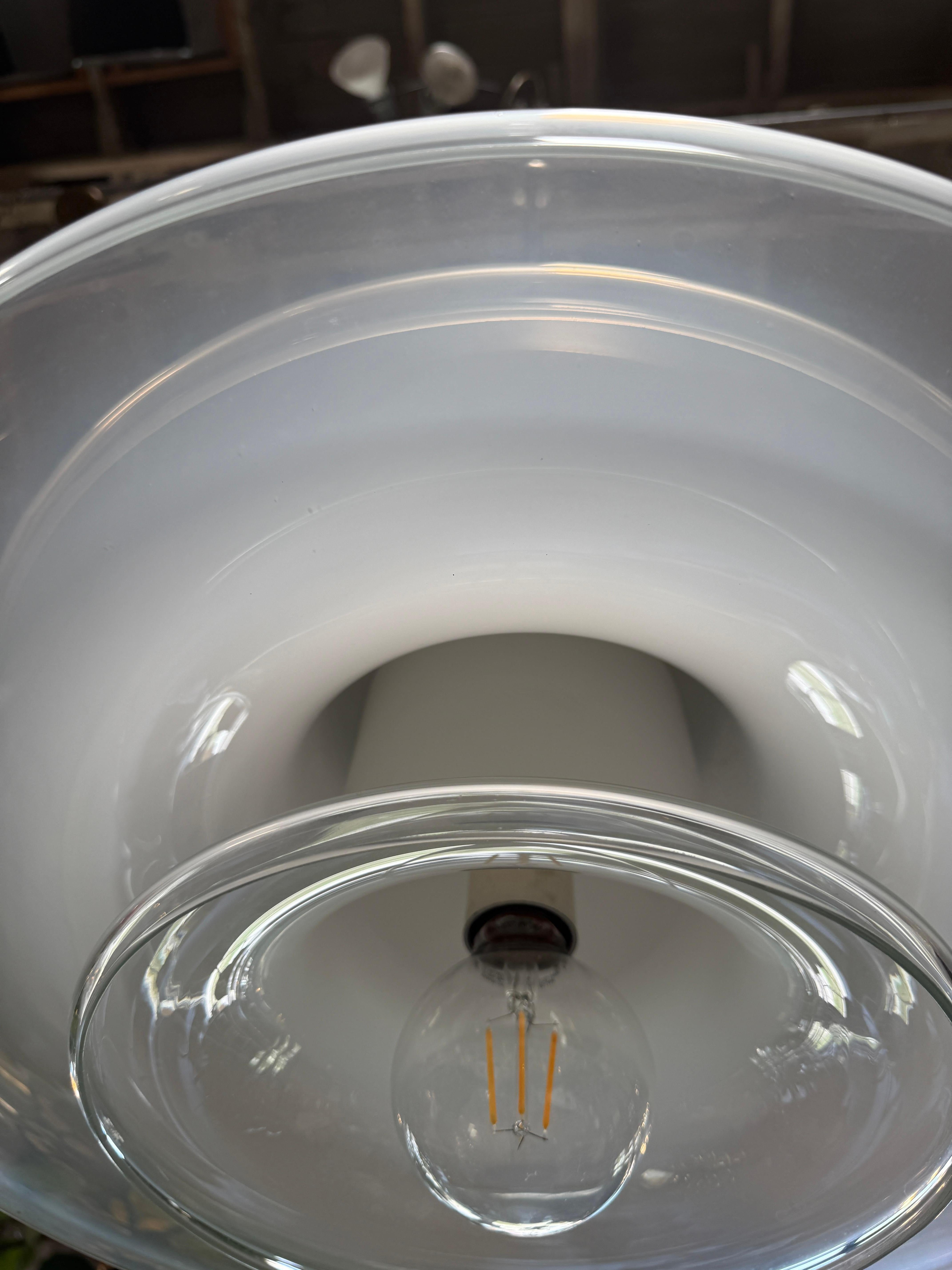 Carlo Nason for Mazzega Space Age Layered Glass Pendant Lamp, Italy 1960s In Good Condition For Sale In Los Angeles, CA