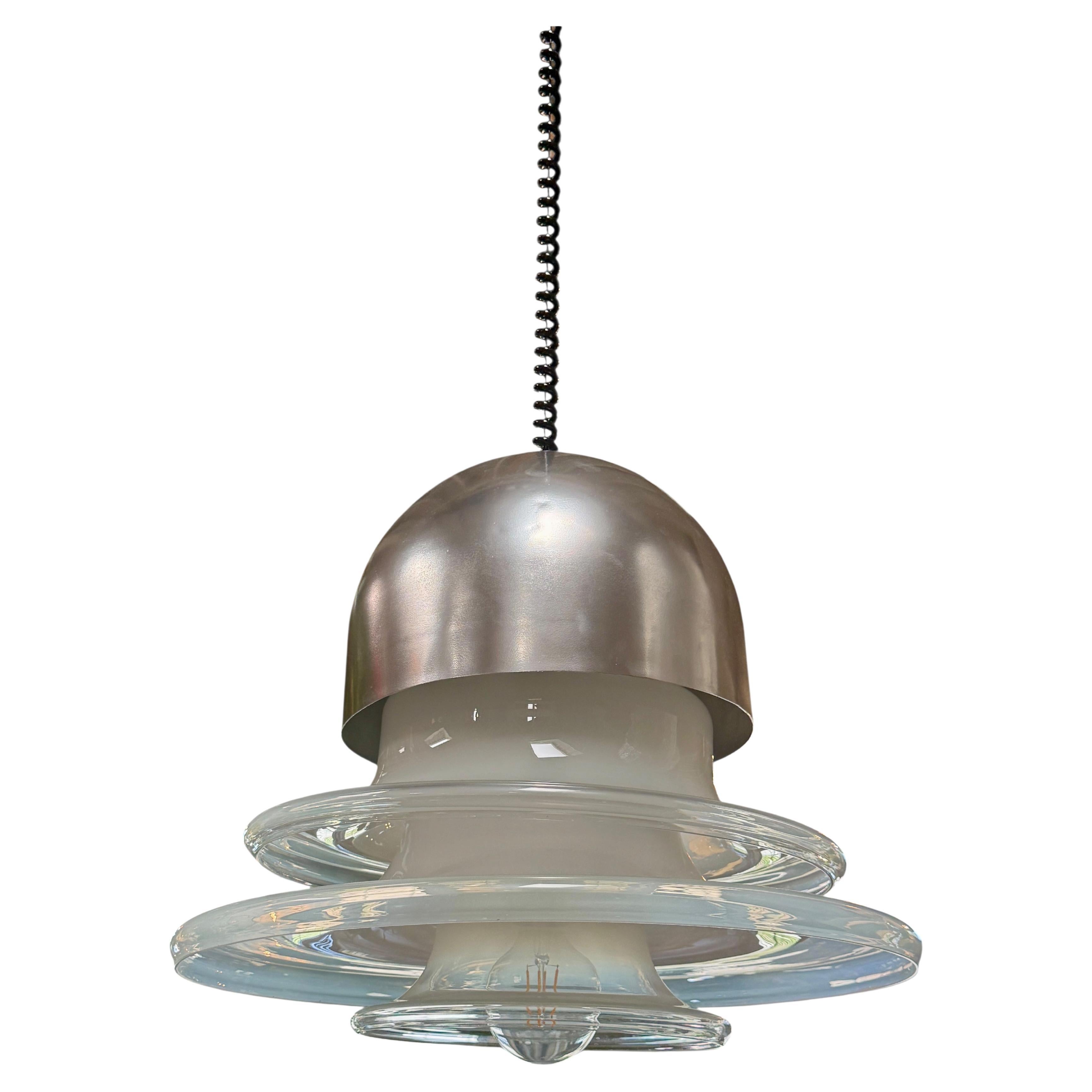 Carlo Nason for Mazzega Space Age Layered Glass Pendant Lamp, Italy 1960s For Sale