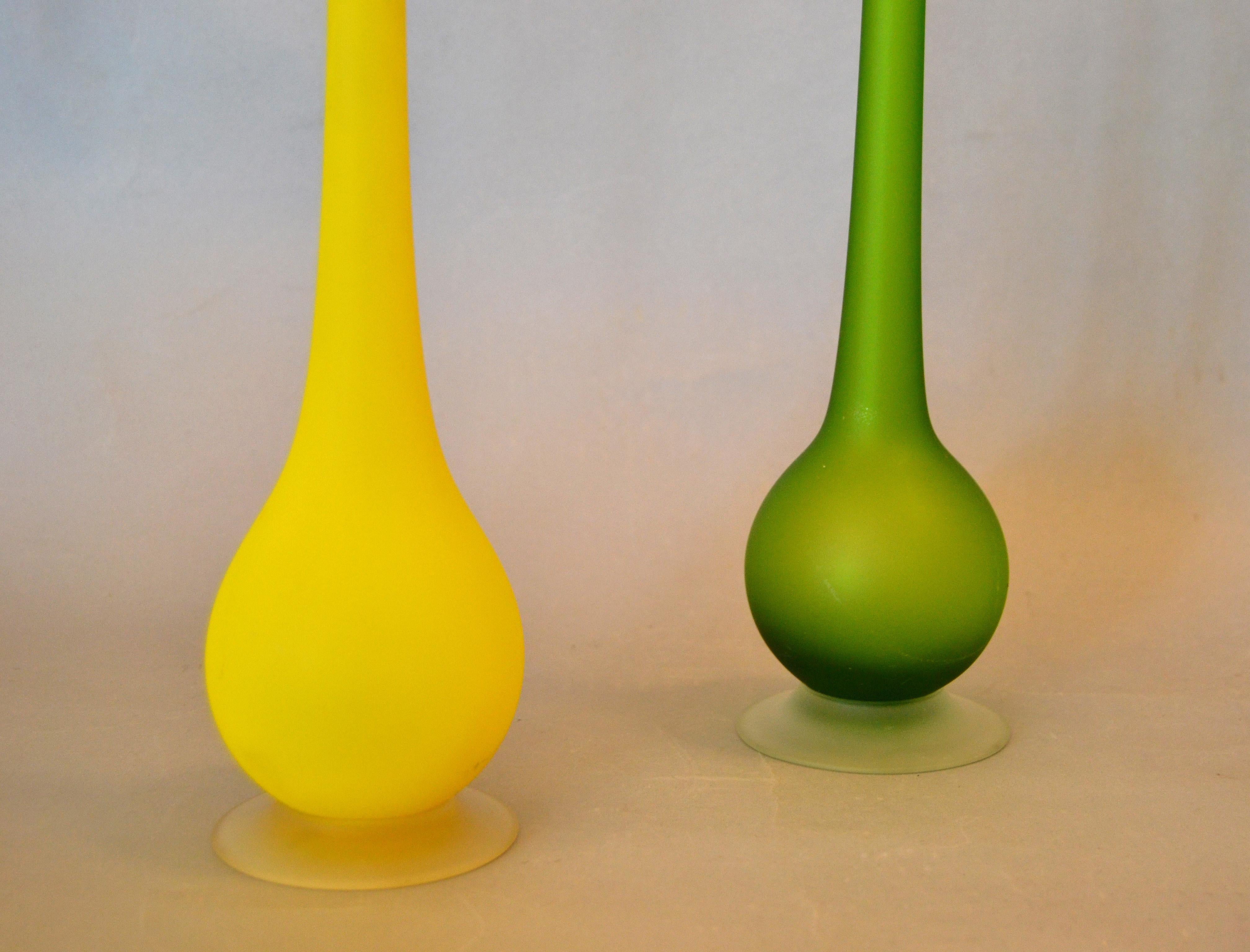 Italian Carlo Nason for Rosenthal Netter Satin Glass Bud Vases Italy, Pair