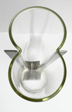 Carlo Nason Glass and Steel Vase by Mazzega