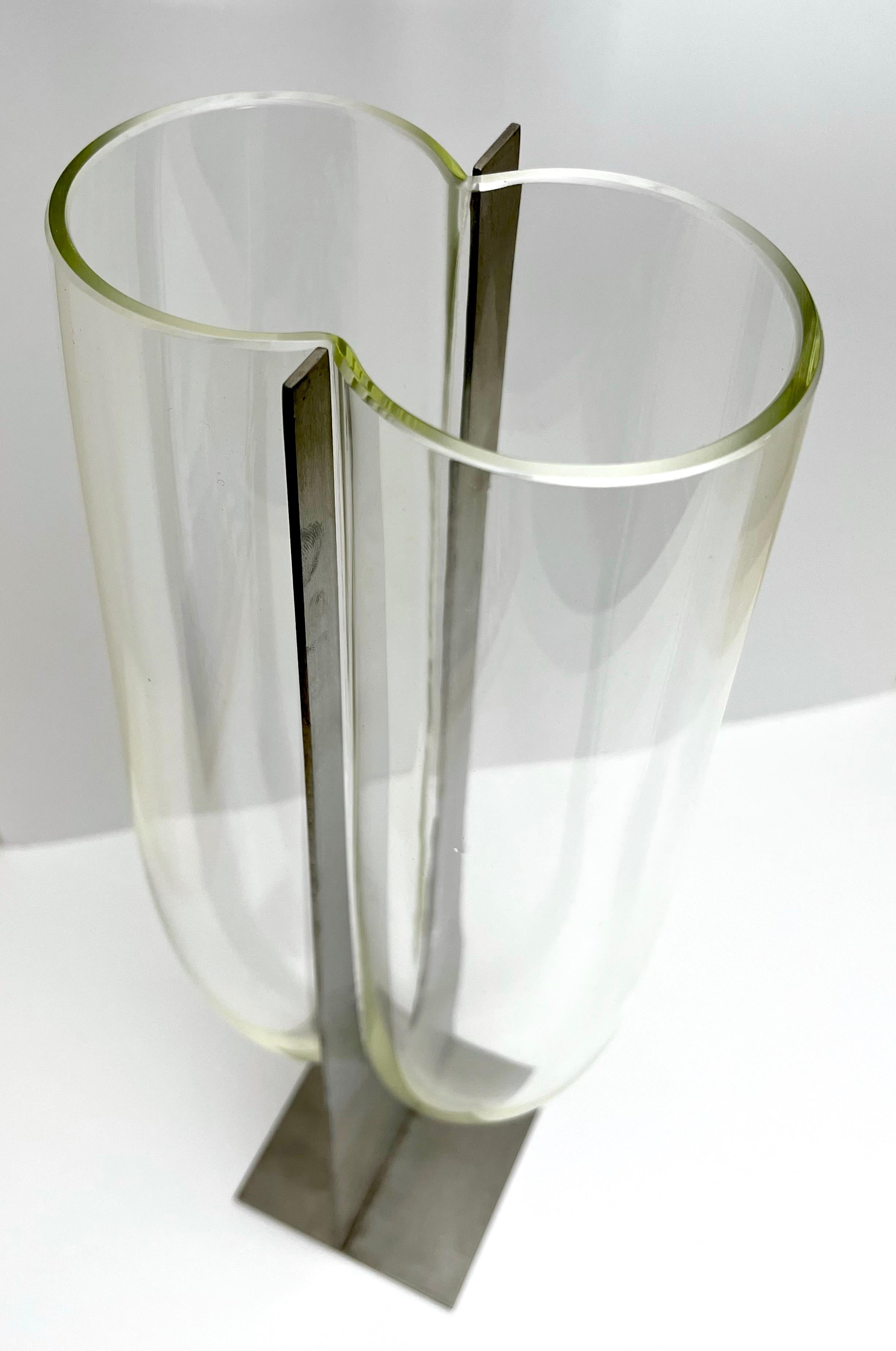 Late 20th Century Carlo Nason Glass and Steel Vase by Mazzega