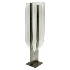 Carlo Nason Glass and Steel Vase by Mazzega