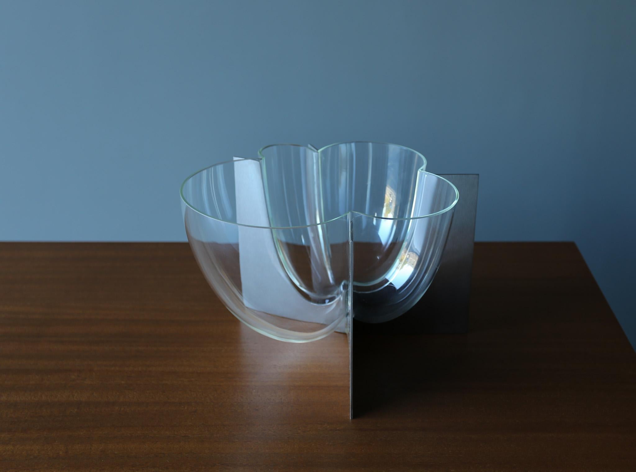 Mid-Century Modern Carlo Nason Glass & Steel Vase for A.V. Mazzega, Italy, c.1969