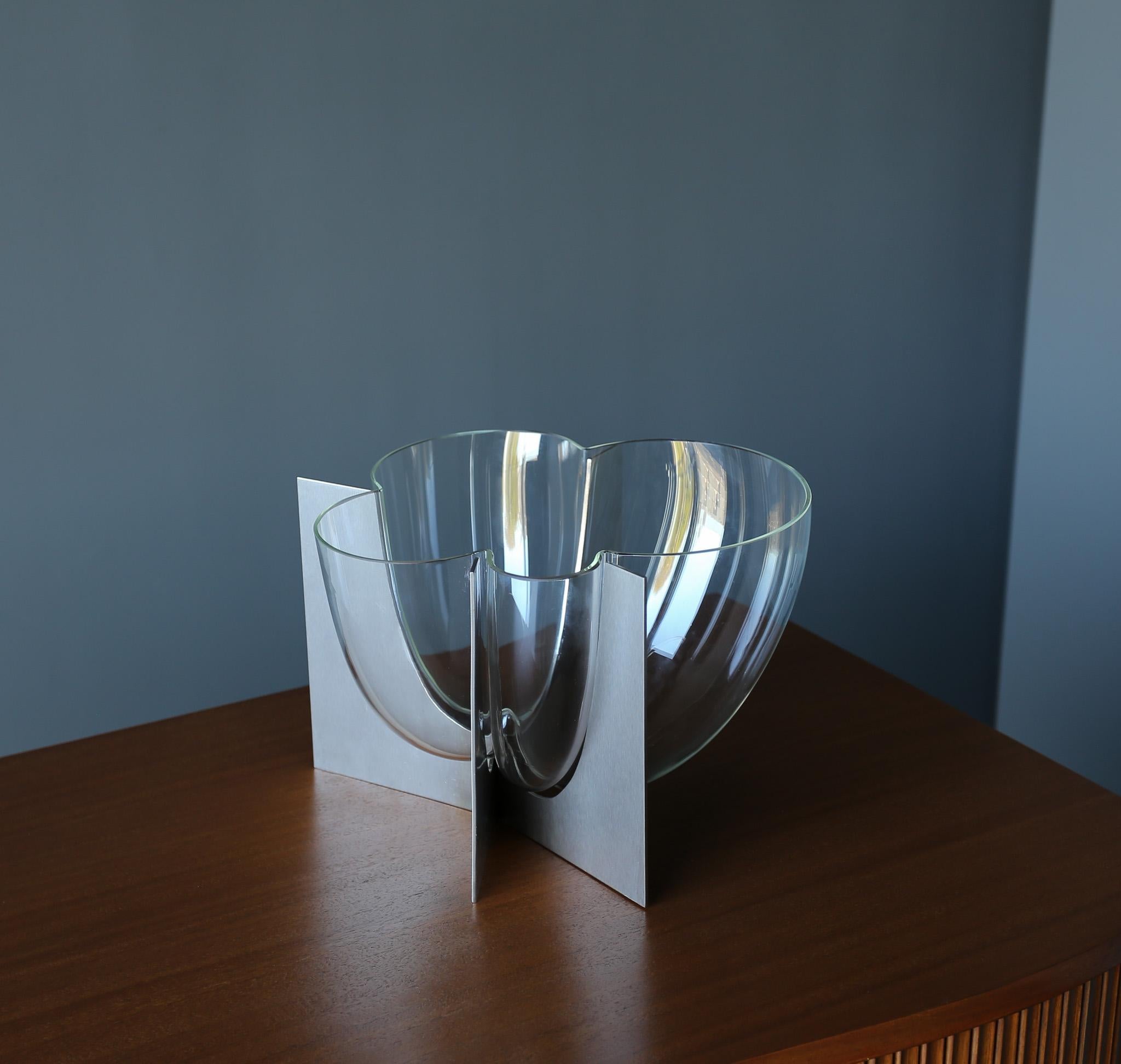 Carlo Nason Glass & Steel Vase for A.V. Mazzega, Italy, c.1969 1
