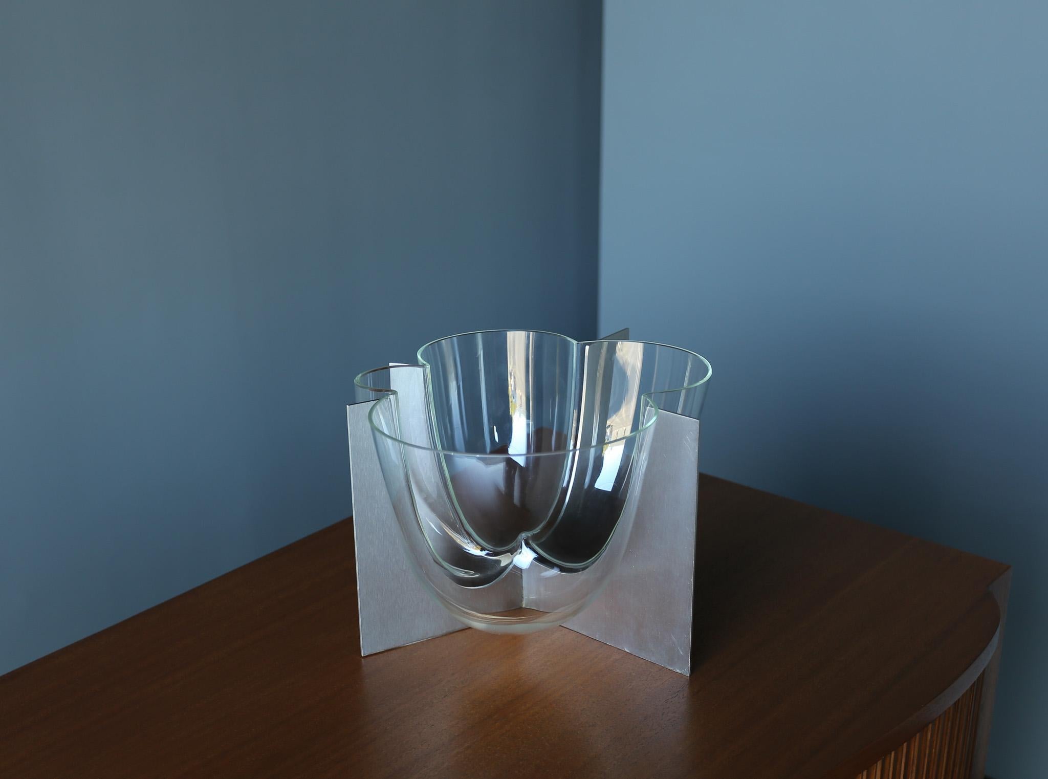 Carlo Nason Glass & Steel Vase for A.V. Mazzega, Italy, c.1969 2