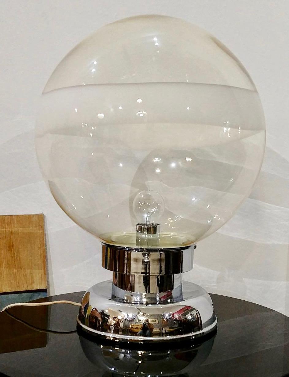 Space Age Carlo Nason Handblown Murano Glass Sphere Table Lamp for Mazzega, Italy 1960s For Sale