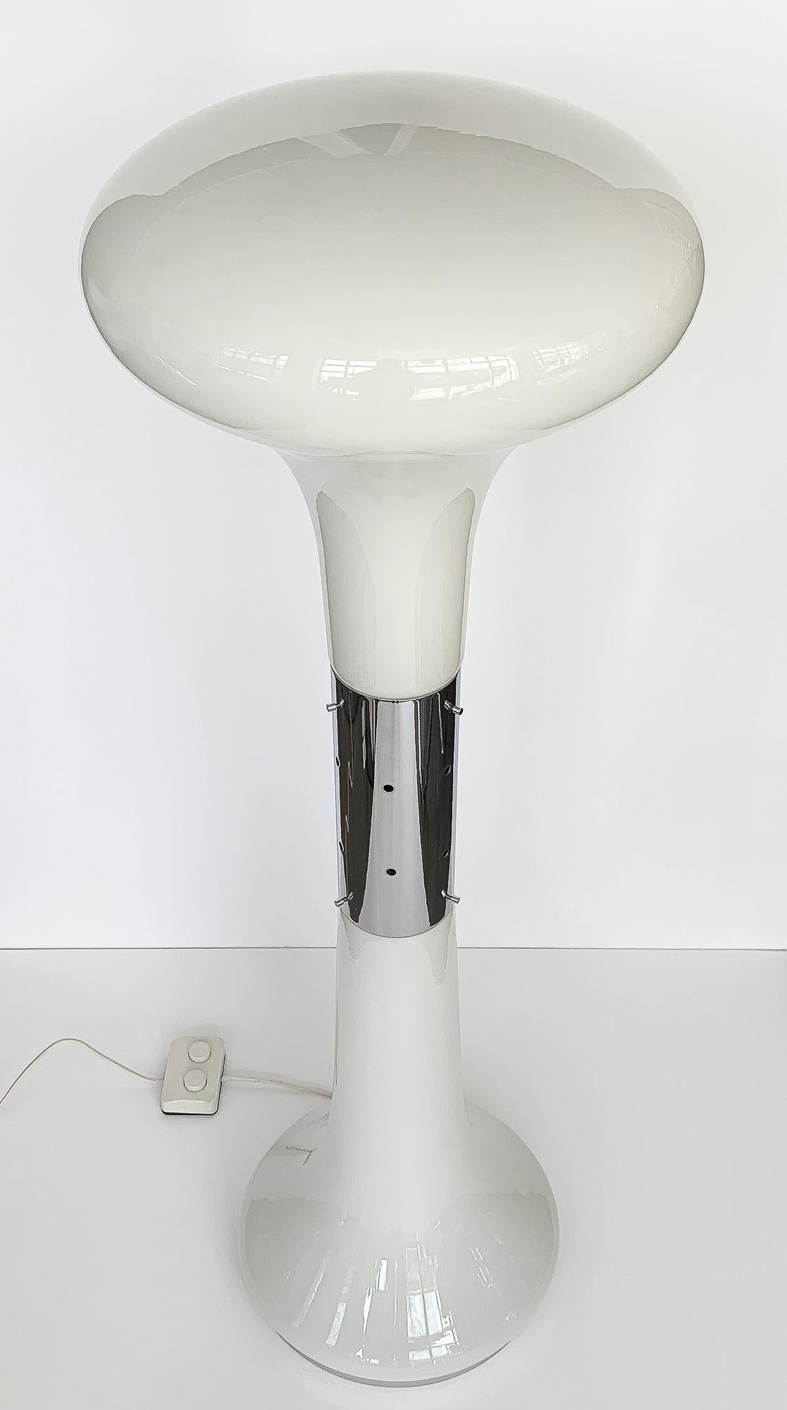 Italian Carlo Nason i Numerati Soffiato White Glass Floor Lamp for Mazzega Murano 