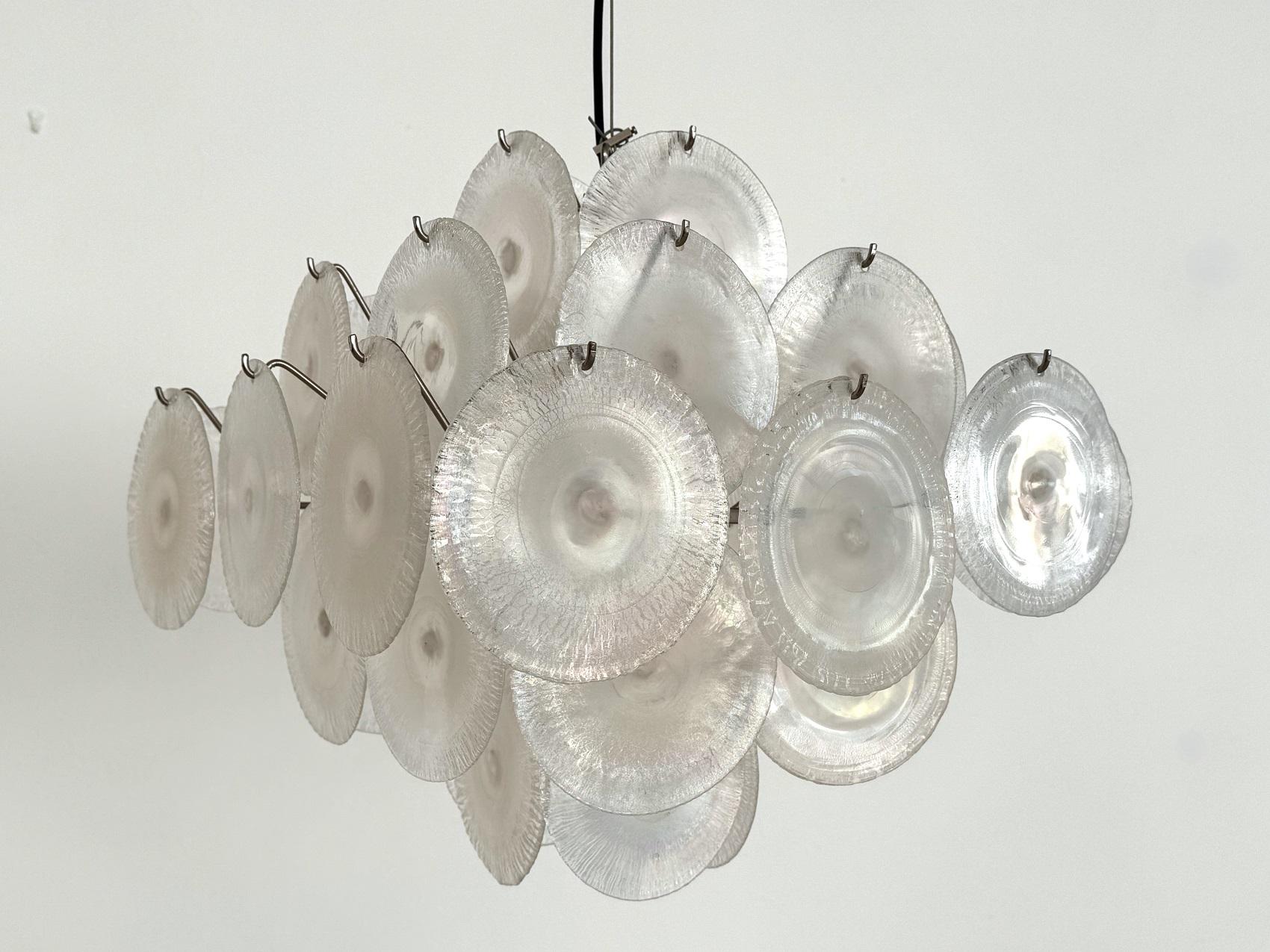 Carlo Nason Italienischer Mid-Century Murano Regenbogen Glas Kronleuchter für Mazzega 70s im Angebot 11