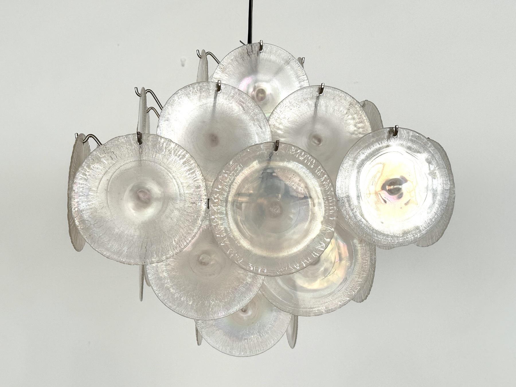 Carlo Nason Italienischer Mid-Century Murano Regenbogen Glas Kronleuchter für Mazzega 70s im Angebot 12