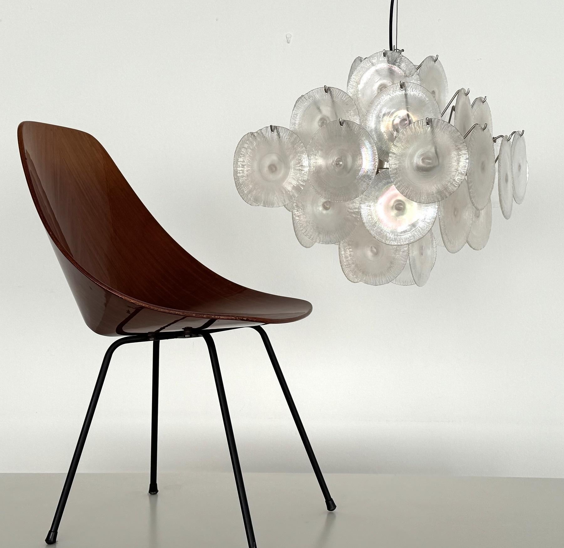 Carlo Nason Italienischer Mid-Century Murano Regenbogen Glas Kronleuchter für Mazzega 70s (Moderne der Mitte des Jahrhunderts) im Angebot
