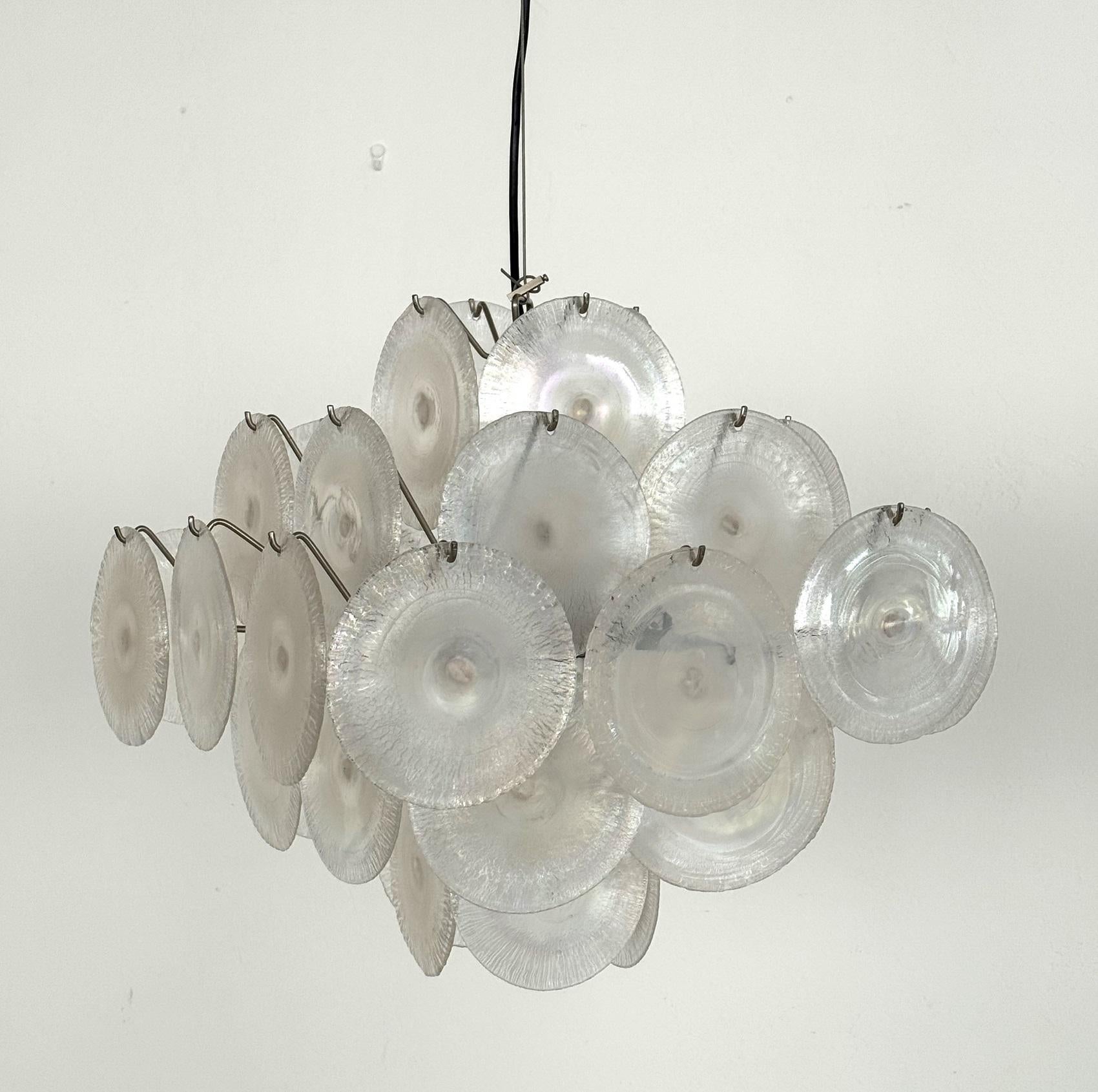 Carlo Nason Italienischer Mid-Century Murano Regenbogen Glas Kronleuchter für Mazzega 70s im Angebot 1