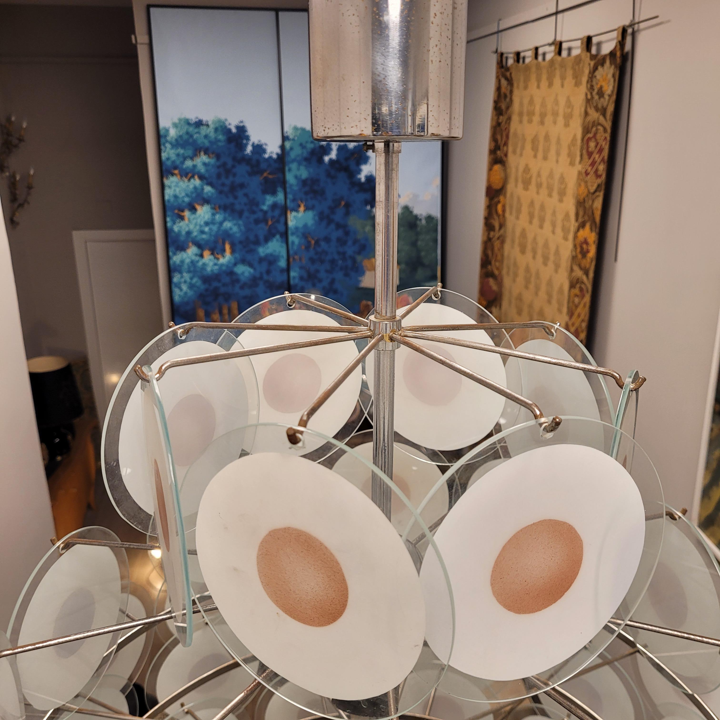 Carlo Nason AttrIbuted  Italy Murano White, Pink Chandelier, Pendant, Lamp 5