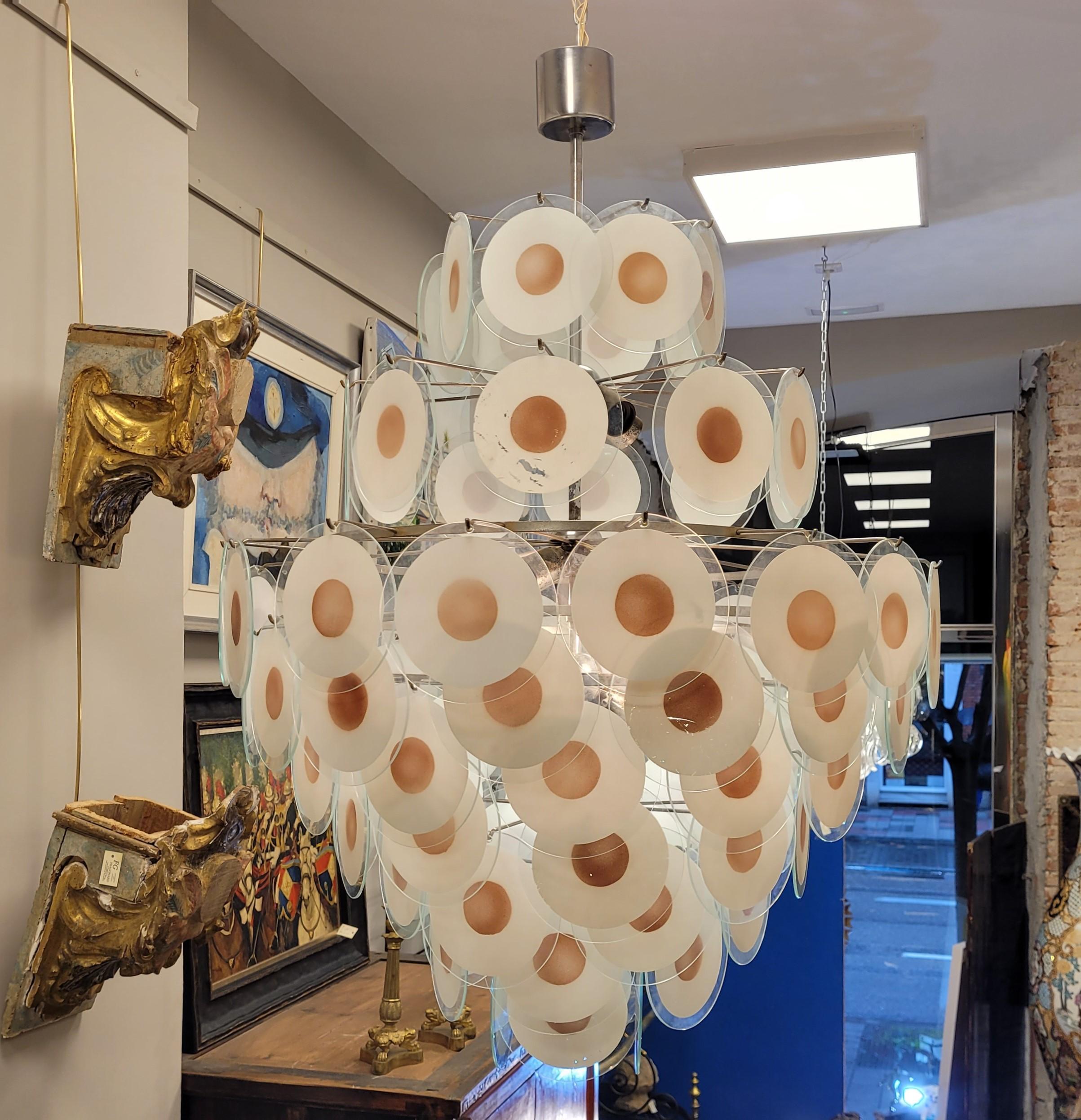 Carlo Nason Italy Murano White, Pink Chandelier, Pendant, Lamp For Sale 11