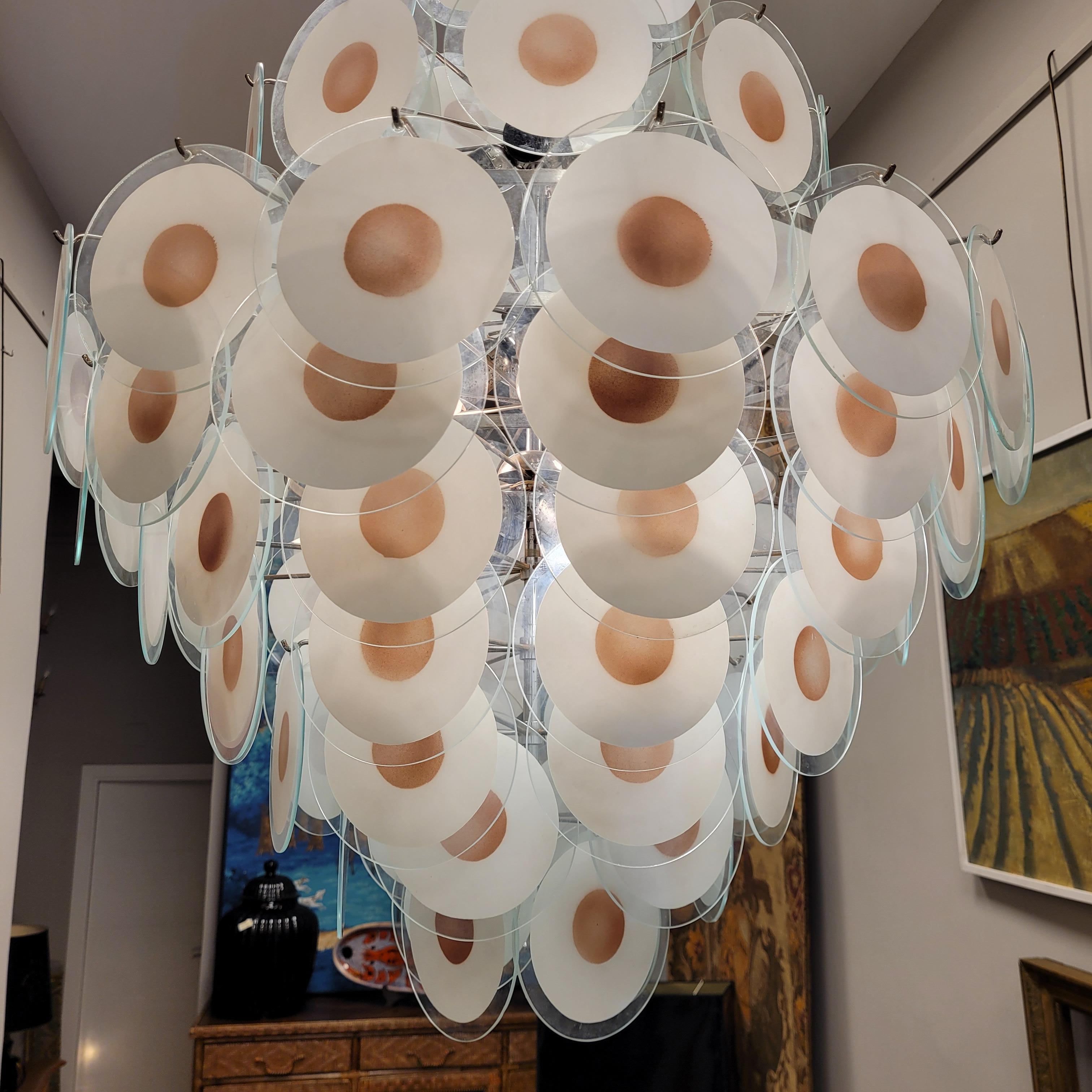 Carlo Nason Italy Murano White, Pink Chandelier, Pendant, Lamp In Good Condition For Sale In Valladolid, ES